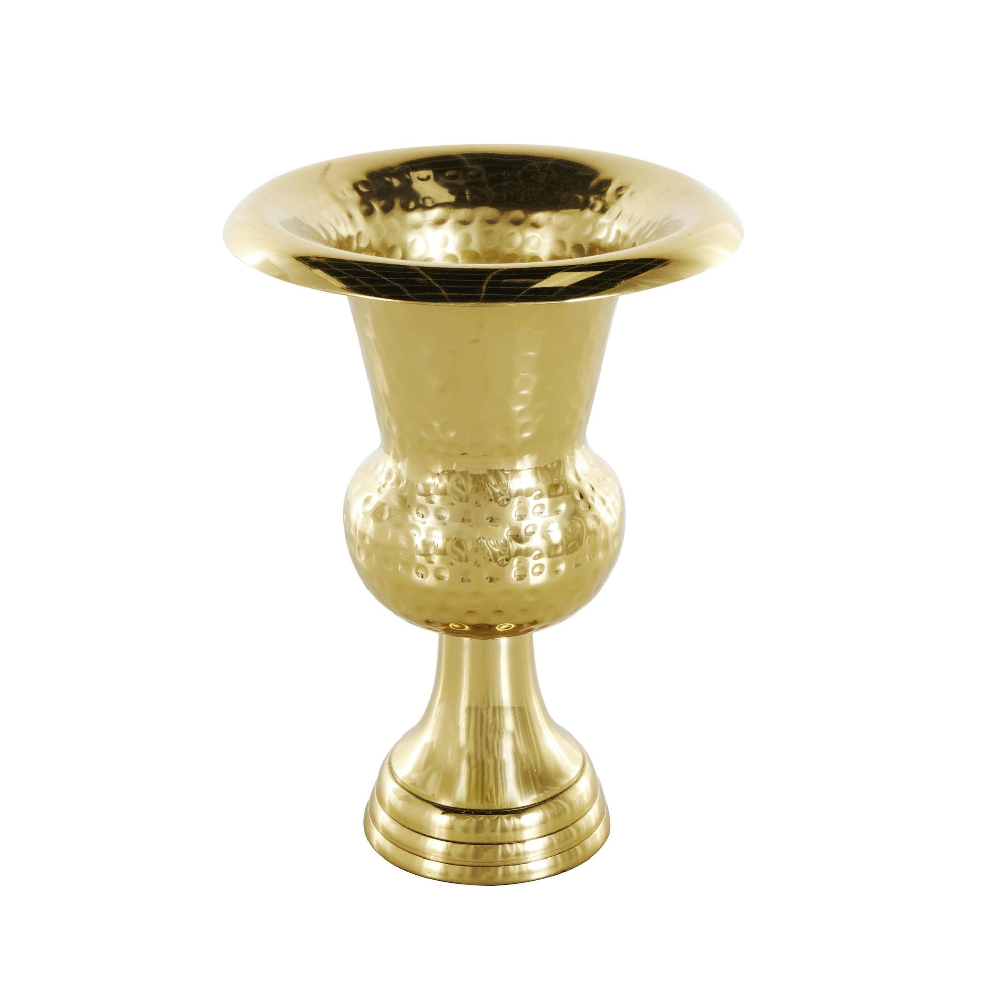 Aluminum Metal Goblet Inspired Hammered Decorative Vase