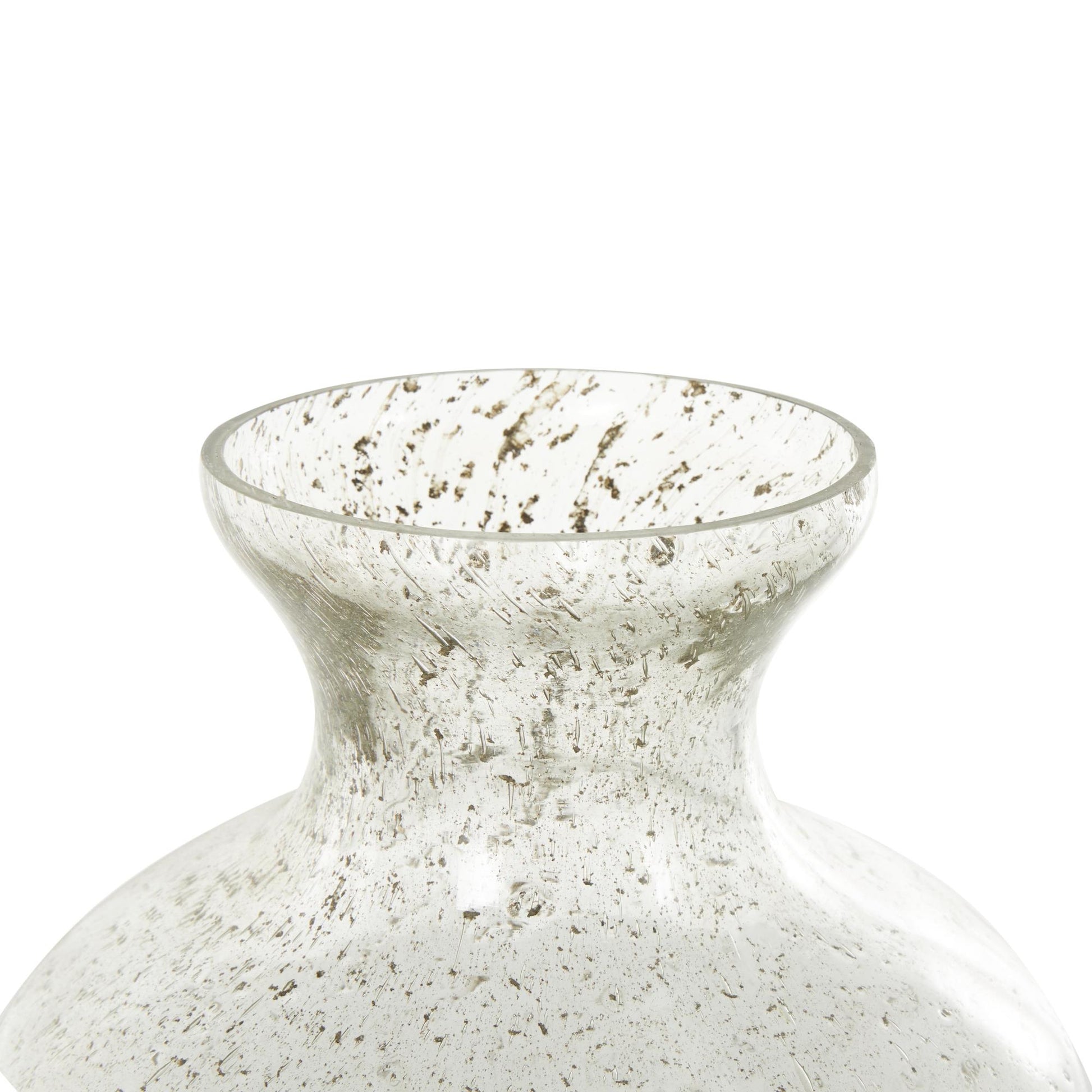 Clear Glass Speckled Decorative Vase with Brown Accents