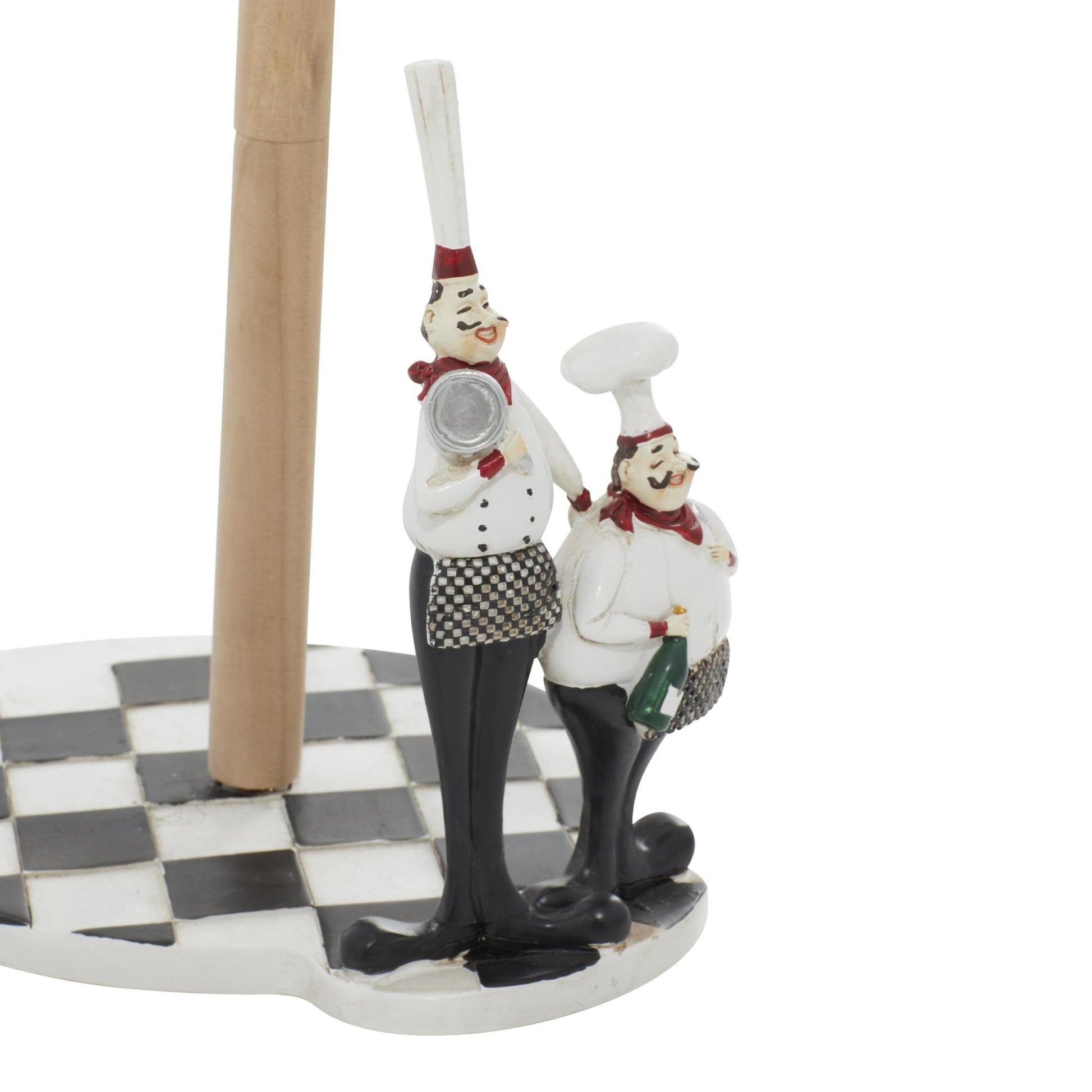 Chef White Polystone Countertop Paper Towel Holder with Checkered Base