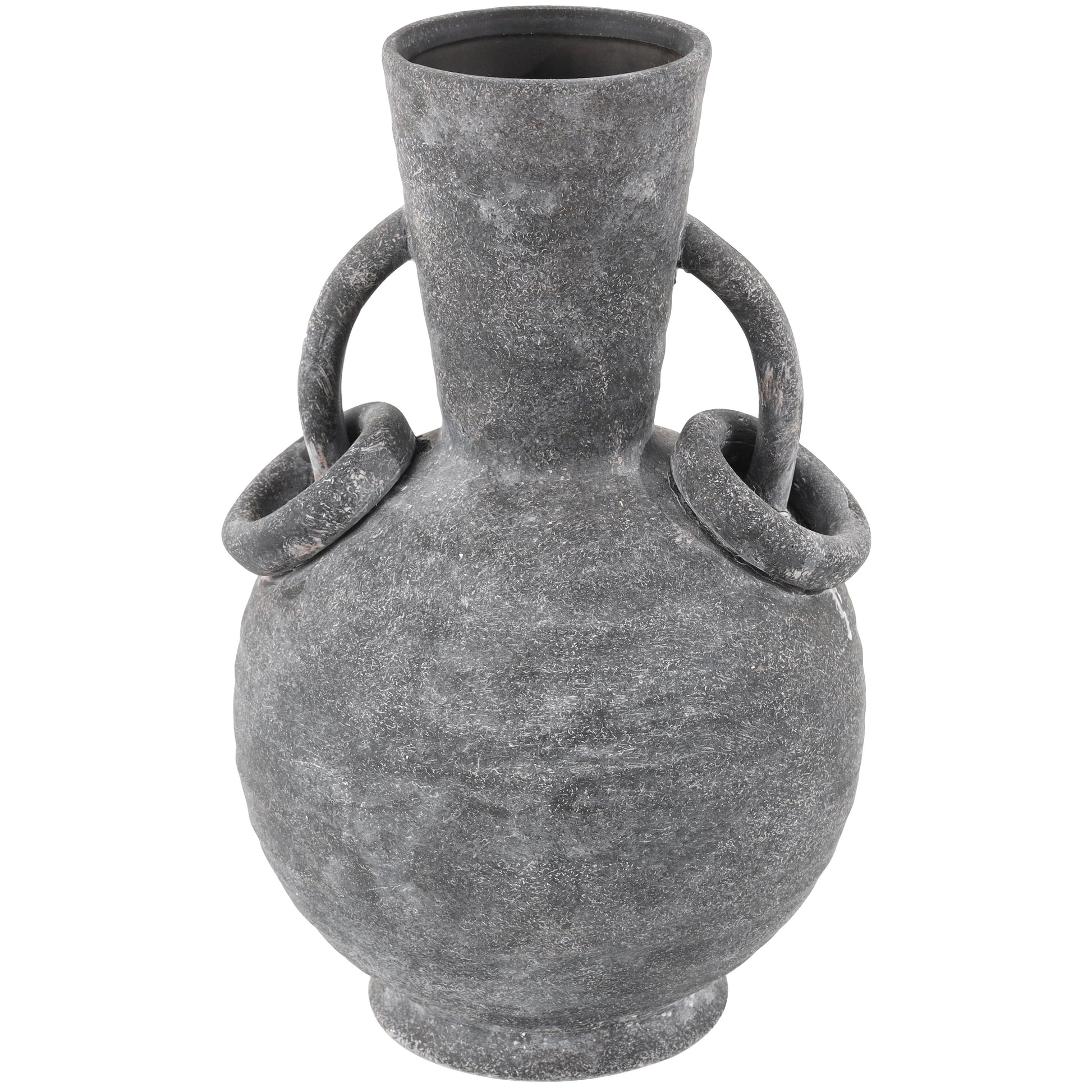 Ceramic Textured Decorative Vase with Ring Handles