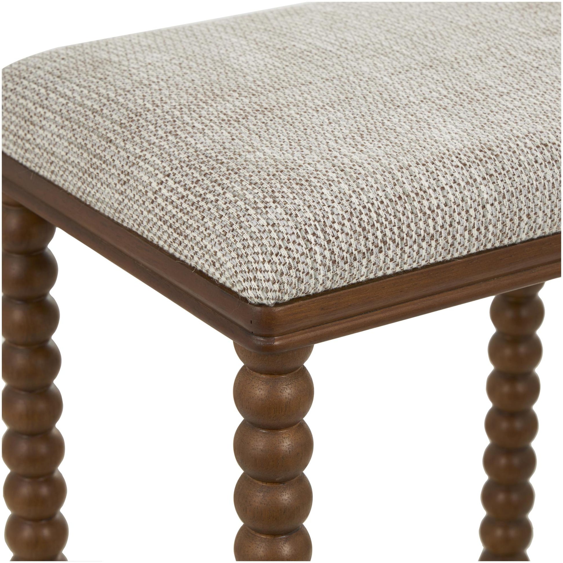Fabric Home Bench Stool with Traditional Wood Turned Legs