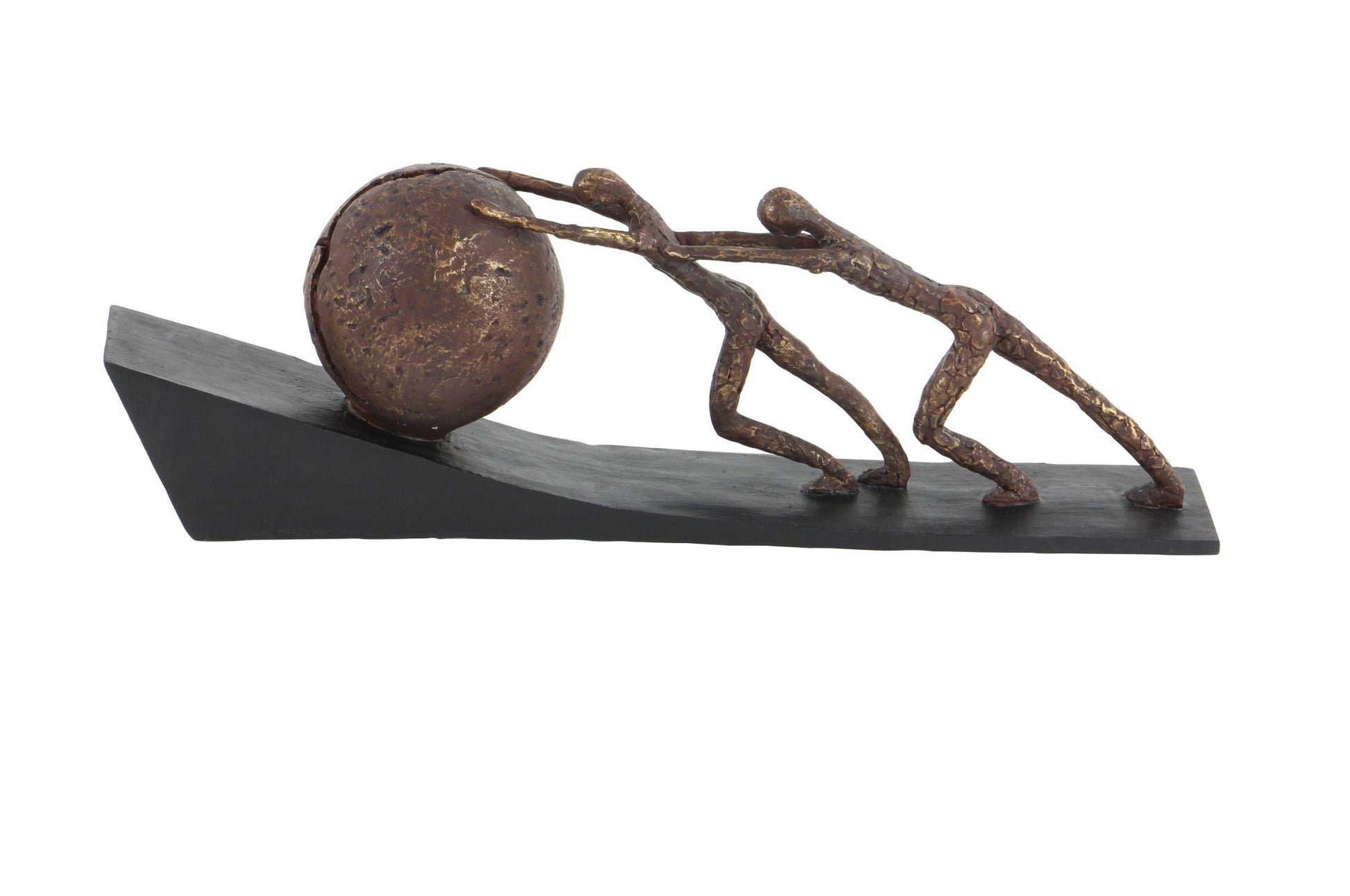 People Brown Polystone Decorative Sculpture with Ball