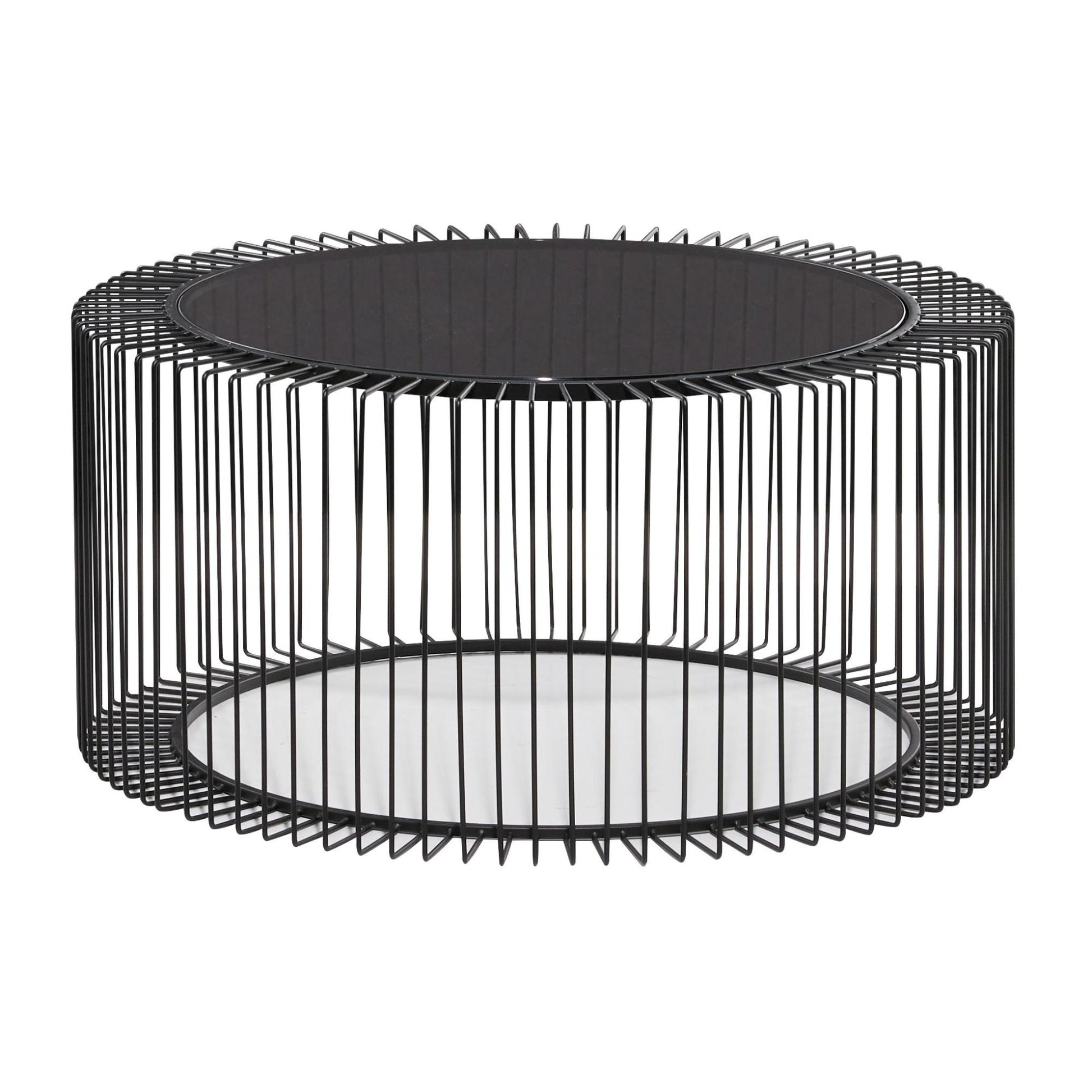 Black Metal Open Wire Frame Living Room Coffee Table with Shaded Glass Top