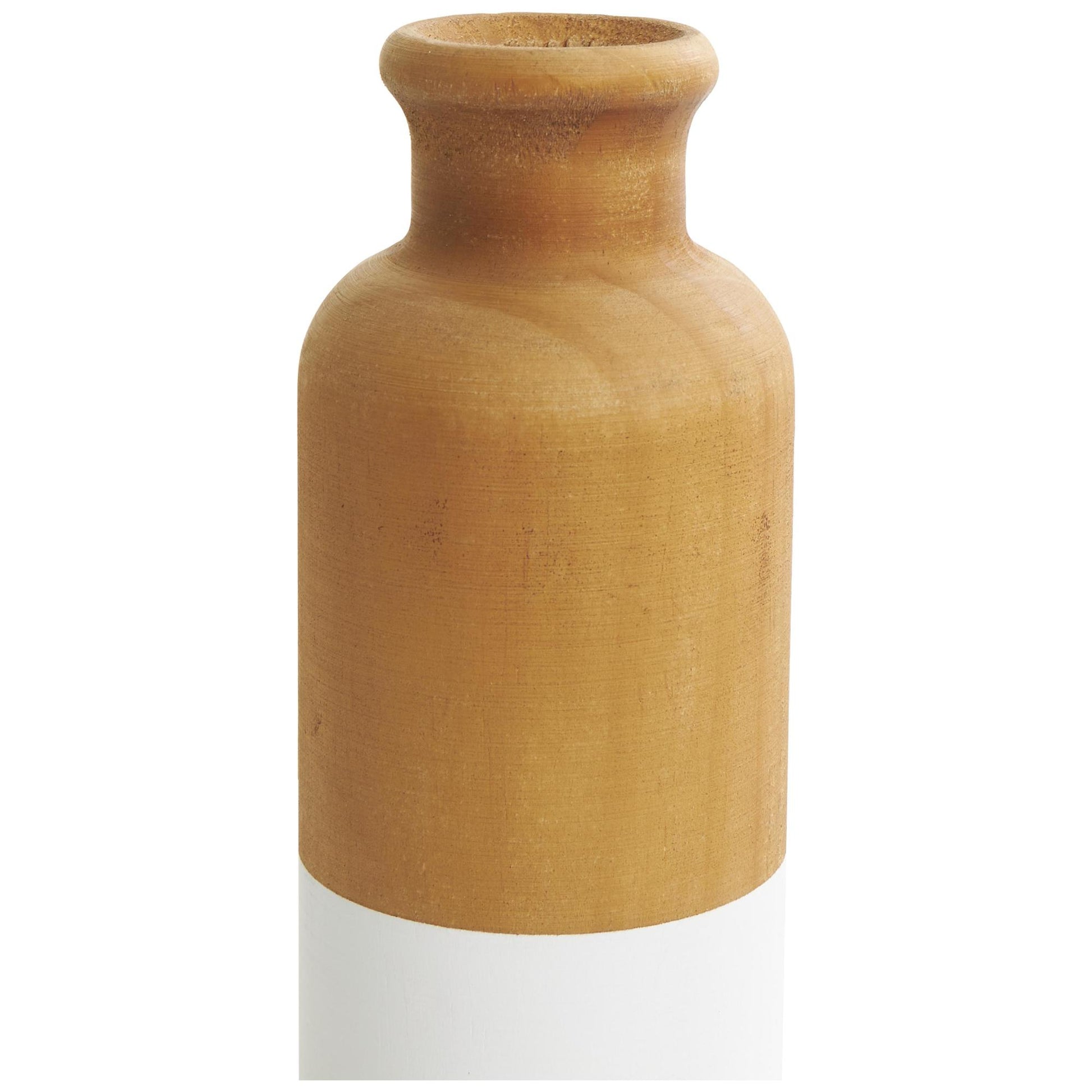 Set of 3 Wood Colorblock Decorative Vase with White Bases Set of 3 10", 8", 5"H