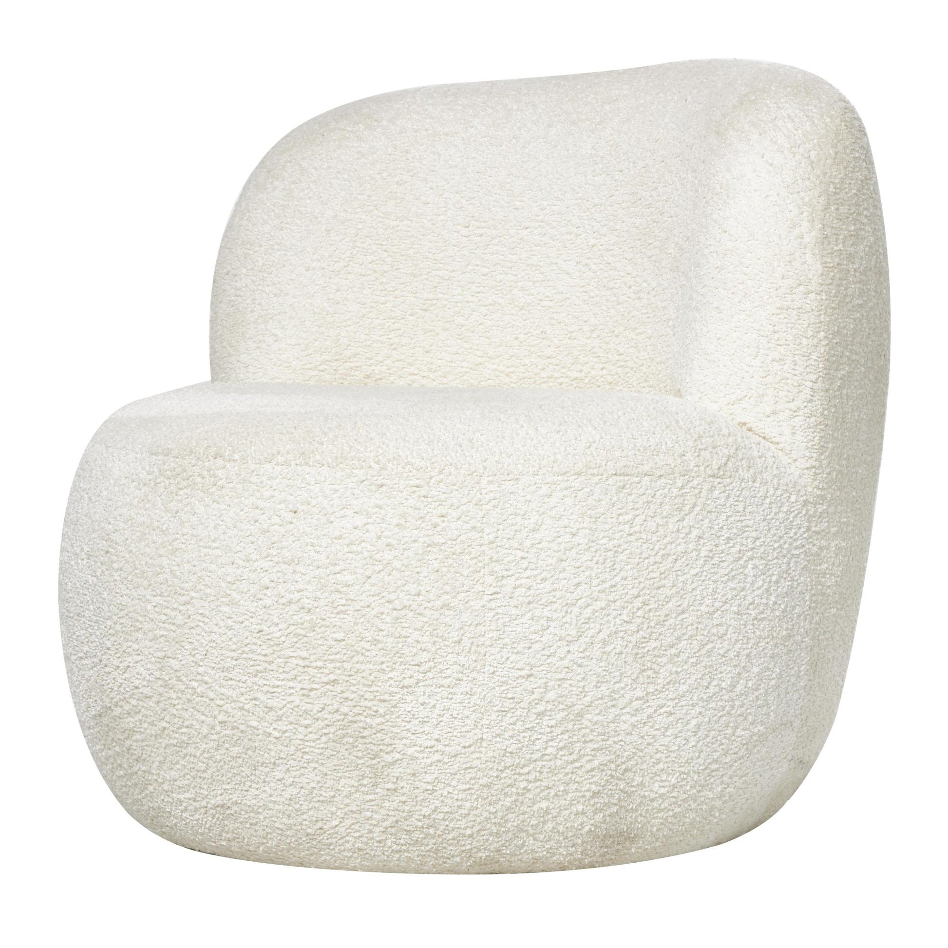 White Polyester Rounded Barrel Living Room Accent Chair