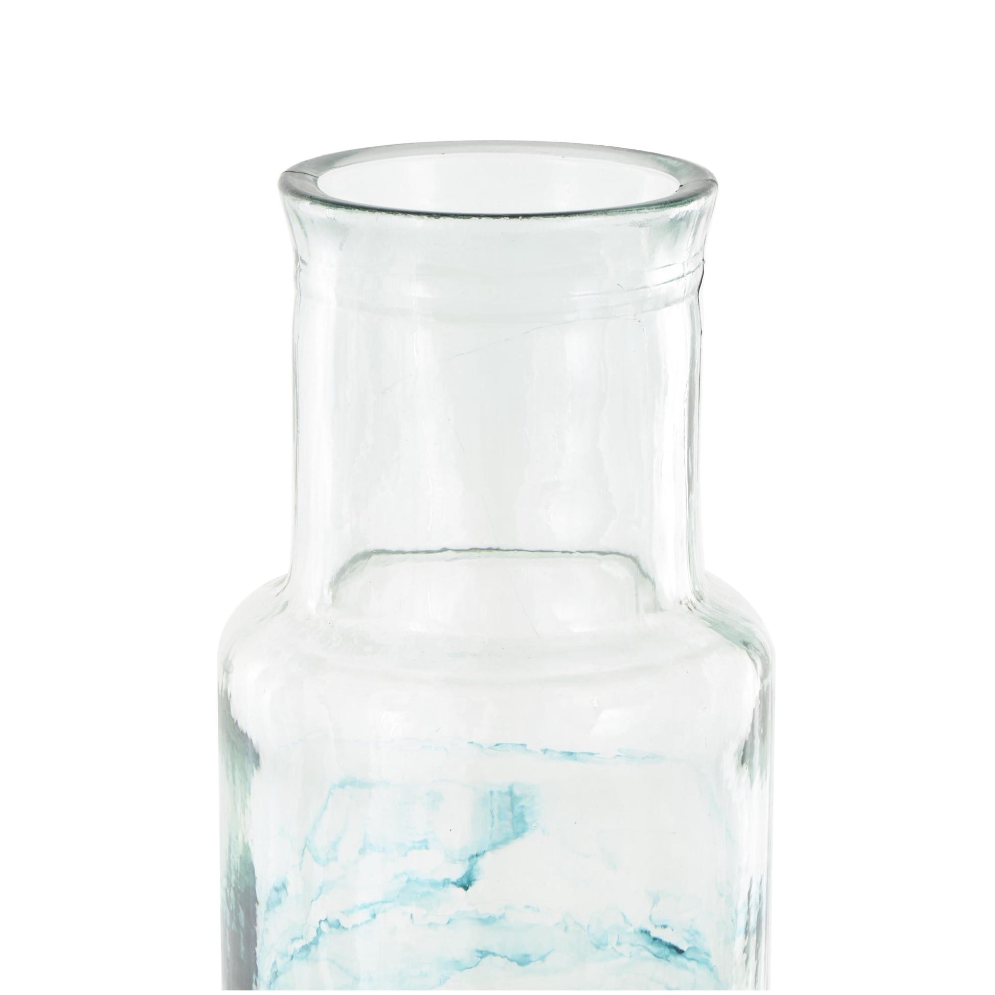 Recycled Glass Abstract Decorative Vase with Swirled Colored Glass Bands 6" x 6" x 22"