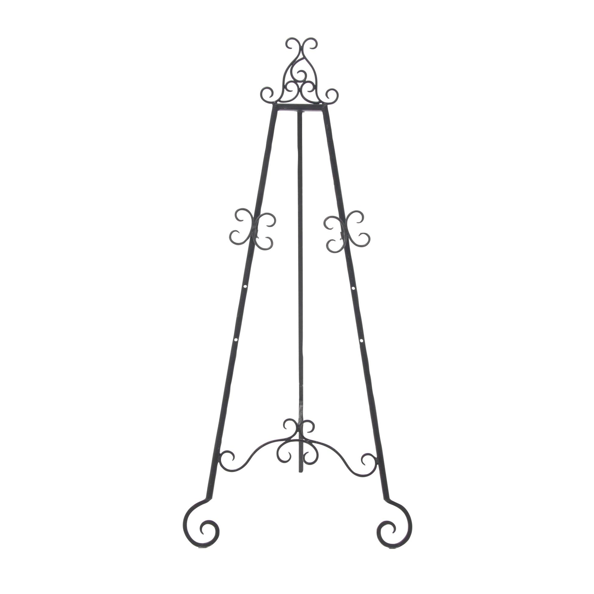 Scroll Black Metal Tall Adjustable Floor 3 Tier Display Easel