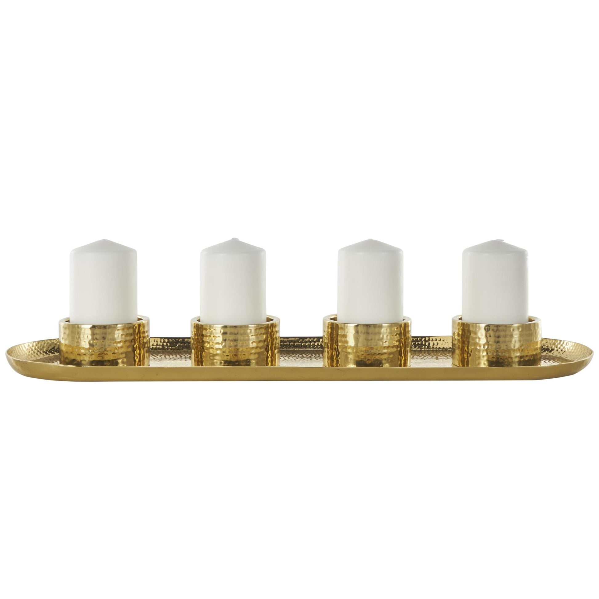 Stainless Steel Metal 4 Candle Decorative Candelabra with Attached Tray