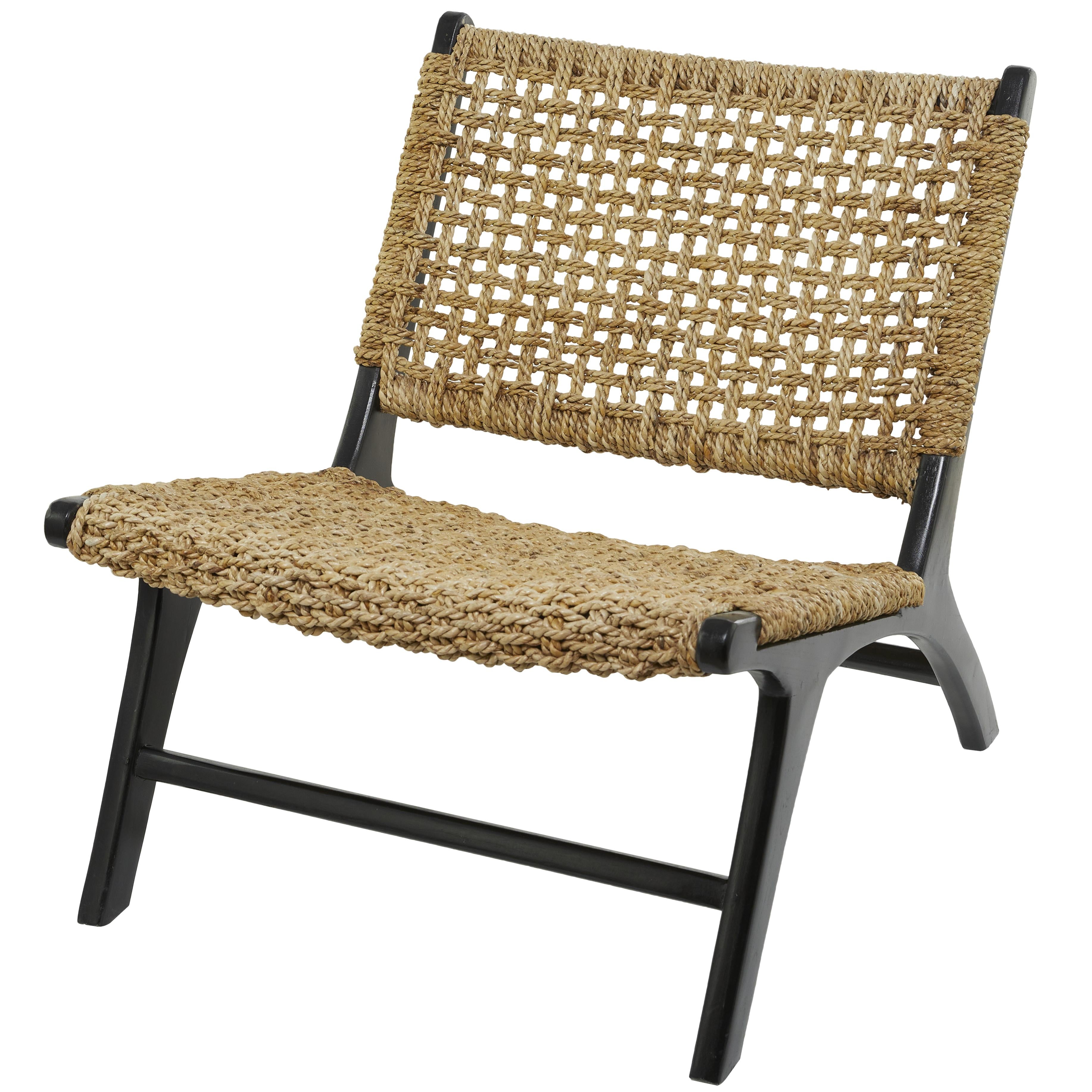 Teak Wood Handmade Living Room Accent Chair with Woven Cane Seat