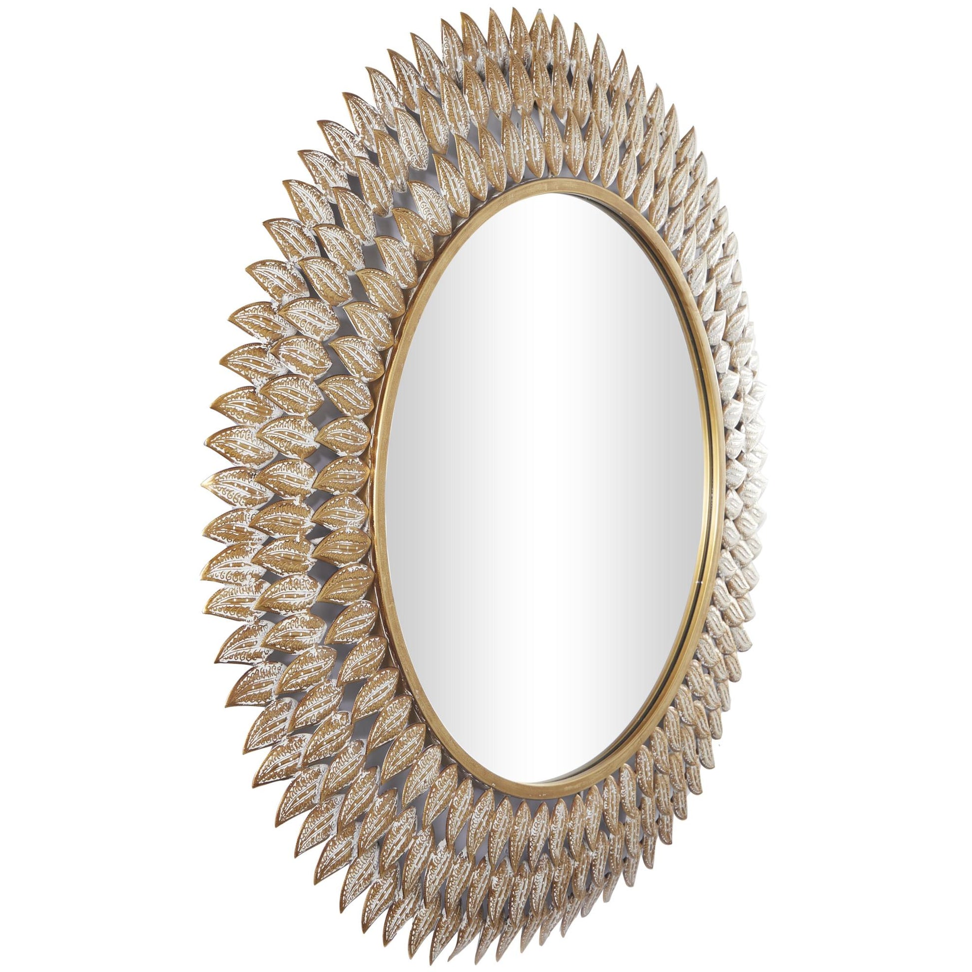 Leaf Gold Metal Radial Room Wall Mirror