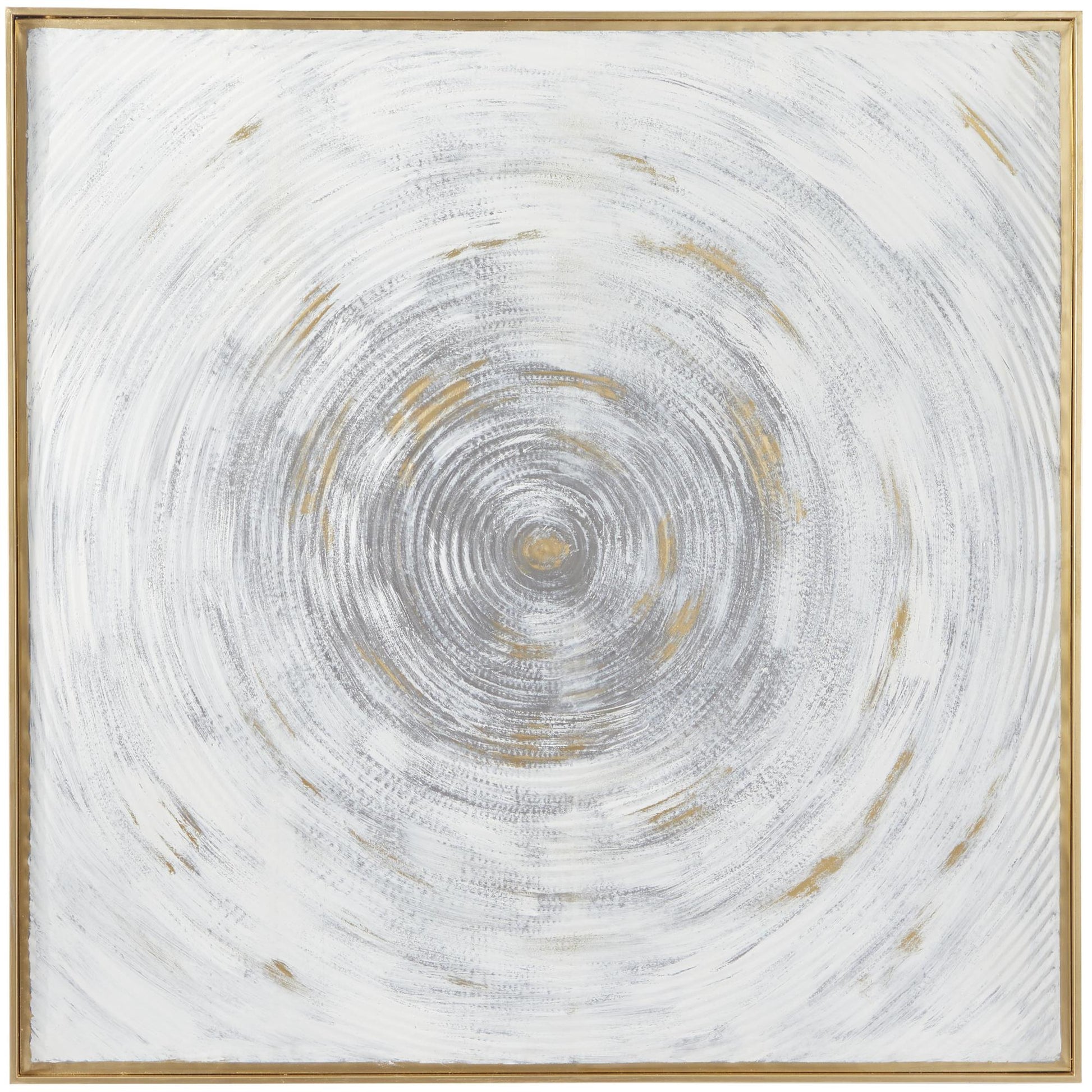Starburst White Metal Spiral Living Room Framed Wall Art with Gold Frame