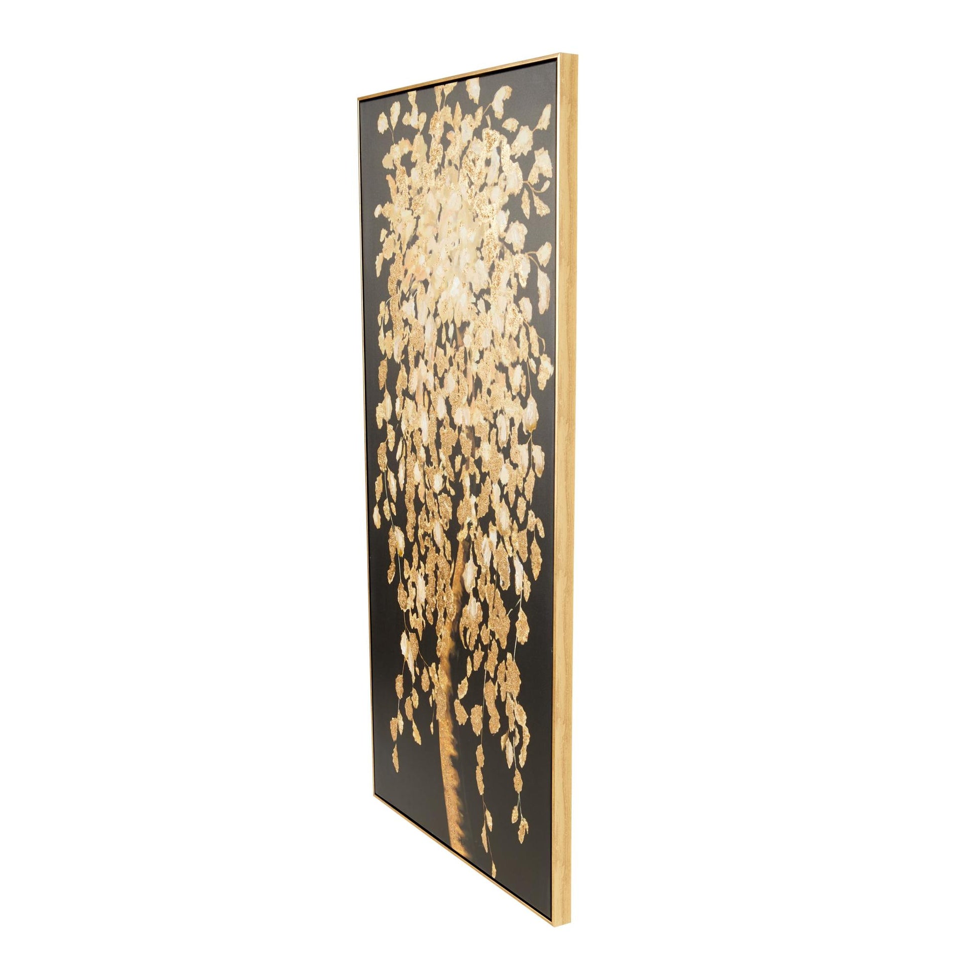 Tree Black Canvas Living Room Framed Wall Art with Gold Foil Accents