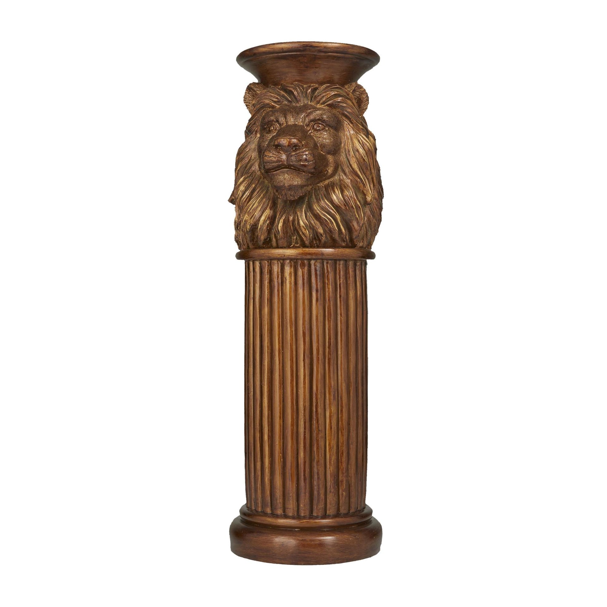 Lion Bronze Polystone Side End Pedestal Table