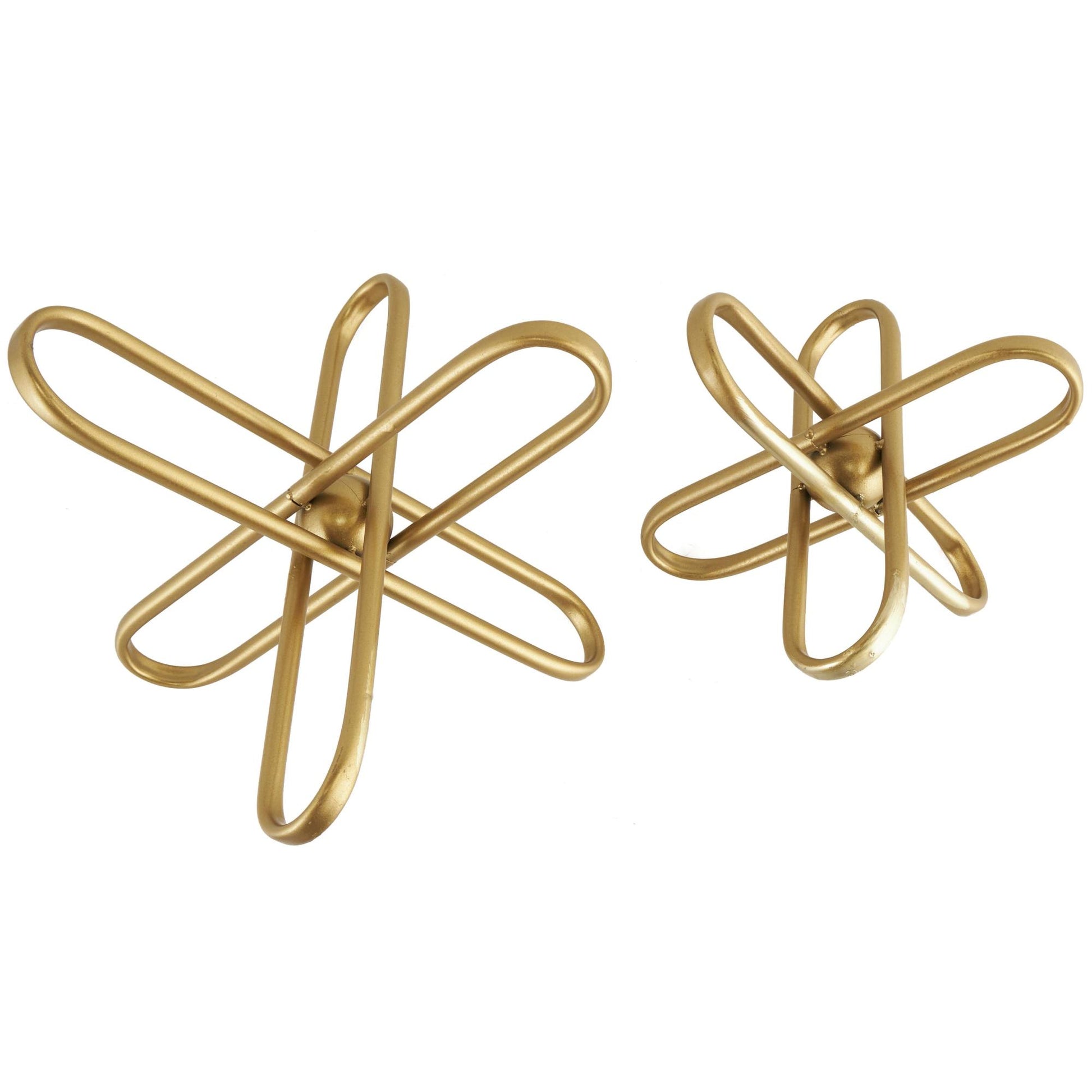 CosmoLiving by Cosmopolitan Set of 2 Jack Gold Metal Linked Decorative Sculpture with Orb Center