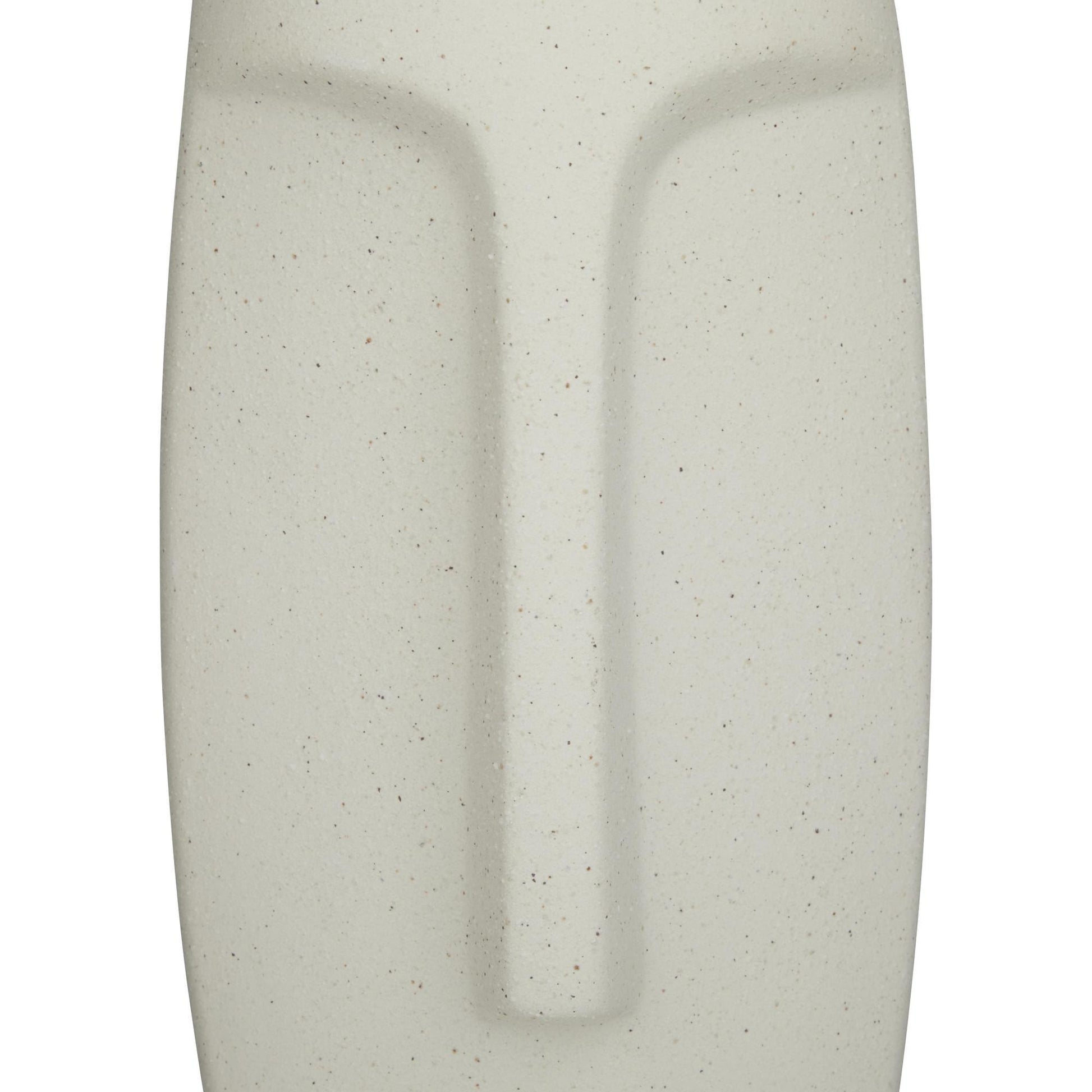 Set of 2 Tribal Beige Ceramic Easter Island Head Decorative Vase