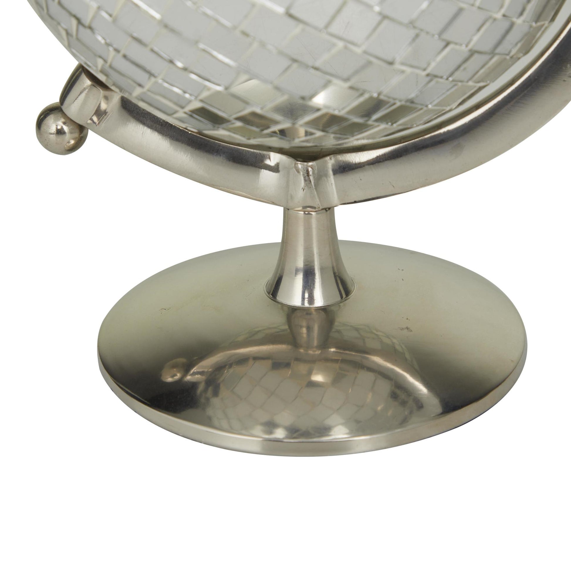 Silver Stainless Steel Metal Disco Ball Style Educational/Geographic Earth Globe