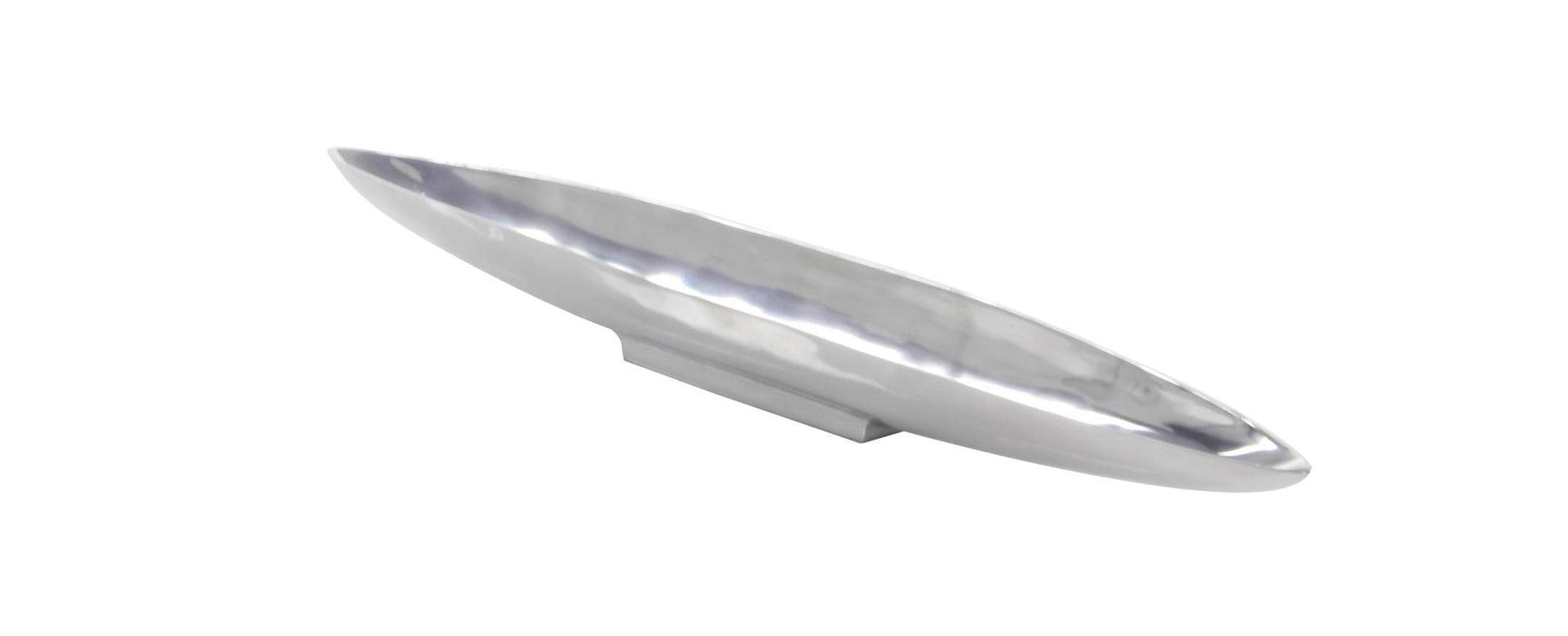 Boat Silver Aluminum Metal Sleek Living Room Decor Tray with Elevated Base