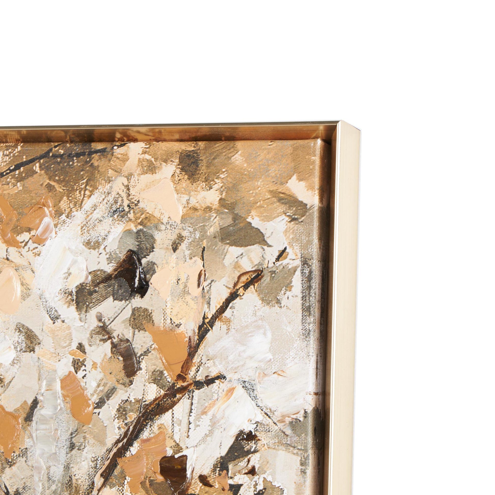 Landscape Gray Canvas Forest Living Room Framed Wall Art with Brown Accents