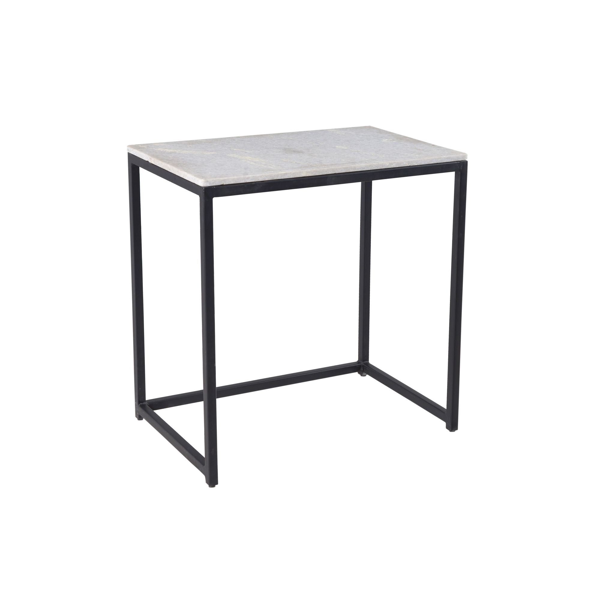 Set of 3 Gray Marble Nesting Side End Accent Table with Black Bases