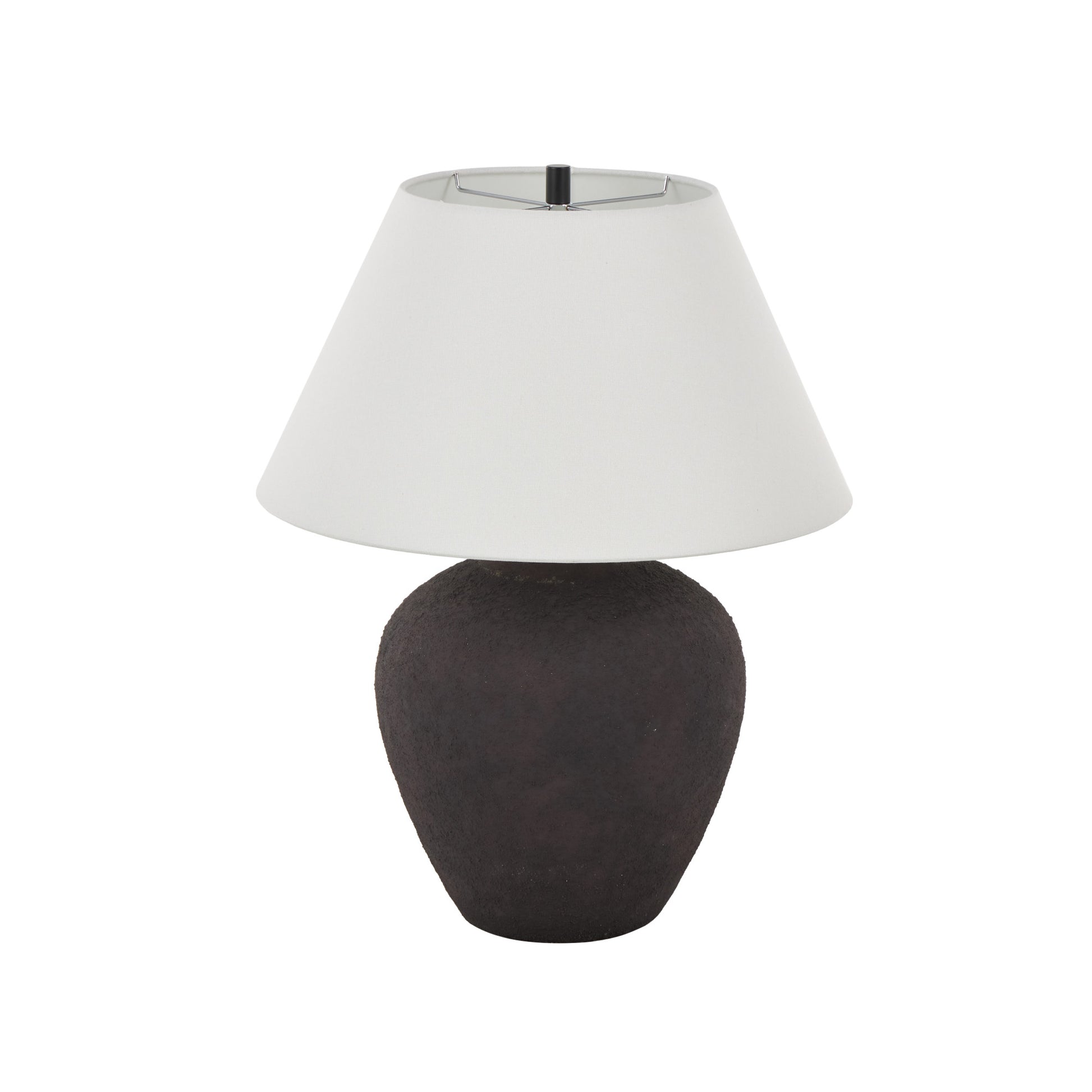 Ceramic Wide Rounded Textured Room Table Lamp with White Linen Shade 19" x 19" x 25"