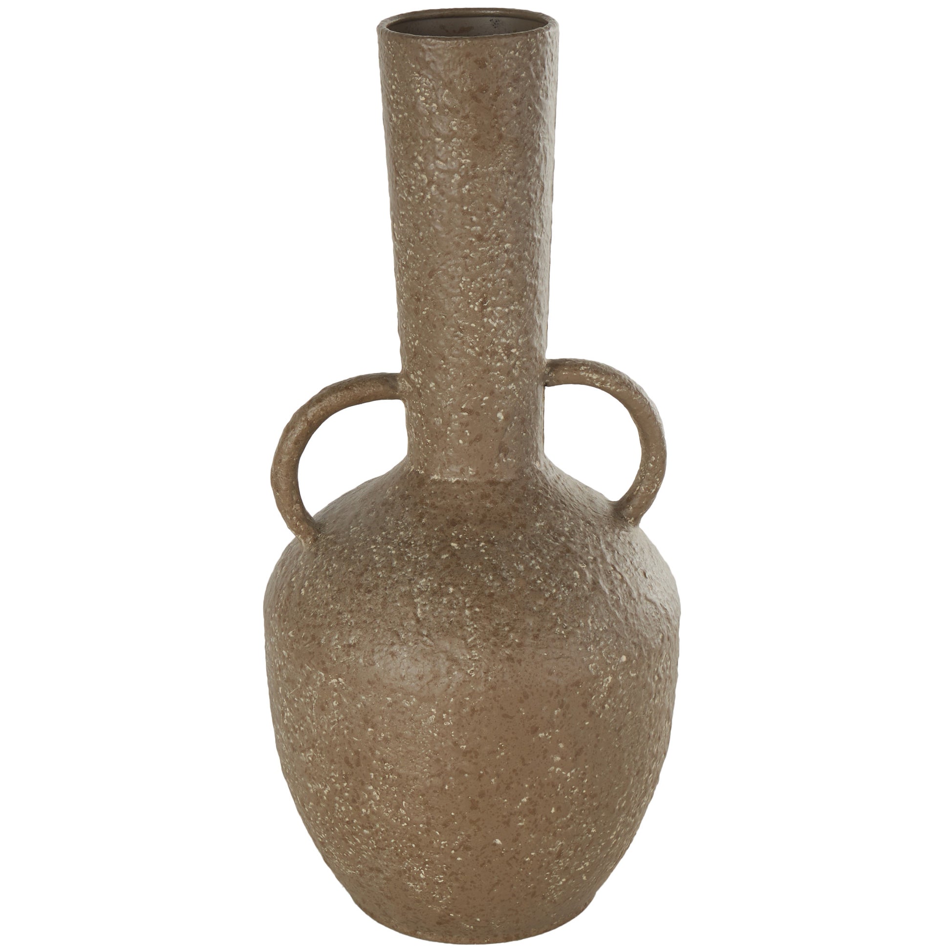 Brown Metal Antique Inspired Decorative Vase with Handles