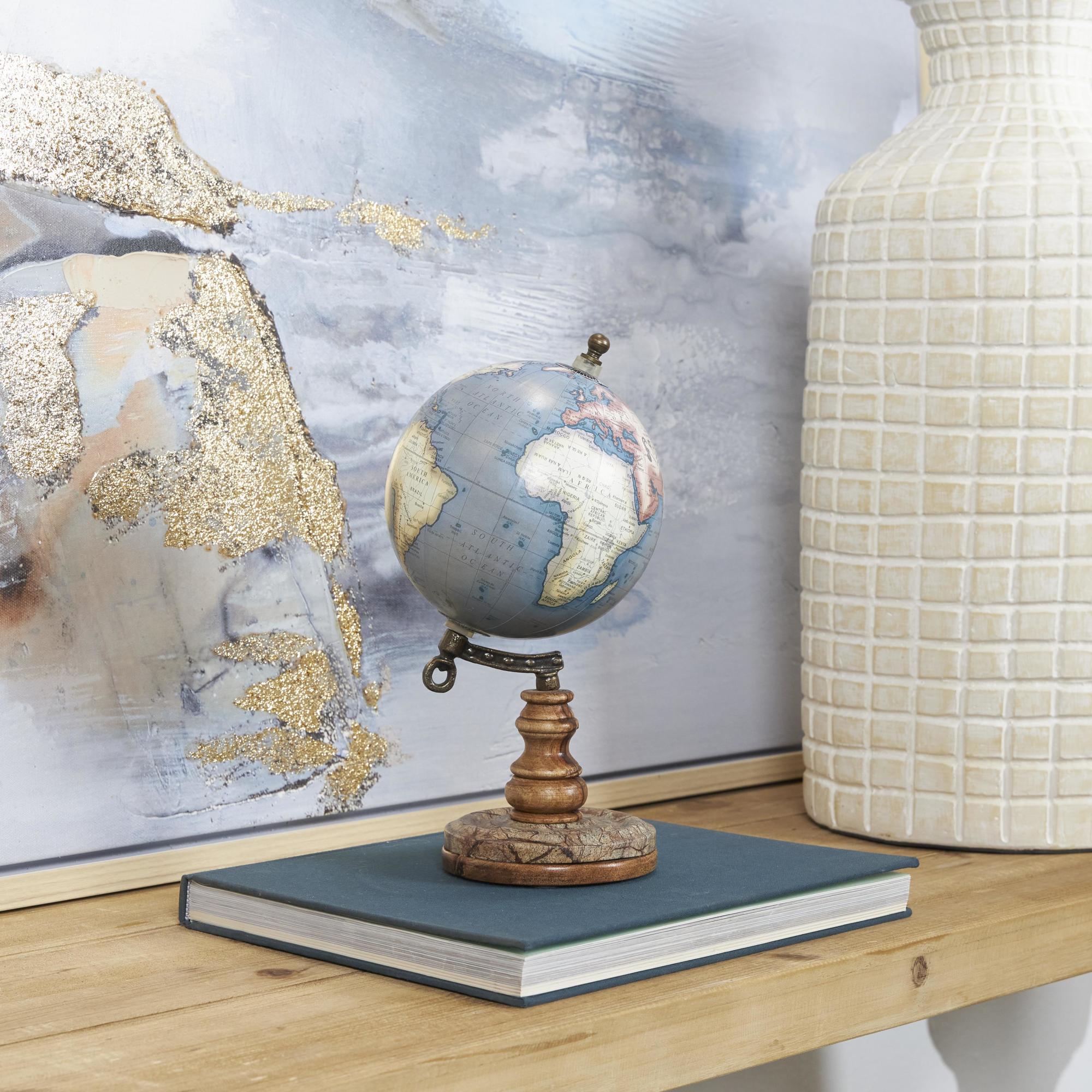 World Map Brown Plastic Educational/Geographic Earth Globe with Wood Base