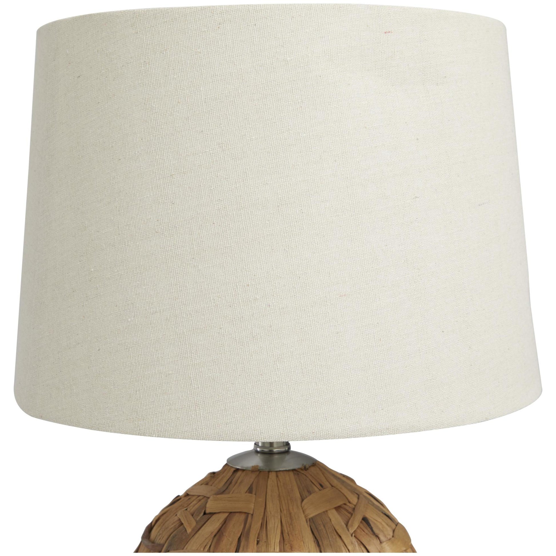 Brown Seagrass Handmade Woven Room Table Lamp with Silver Base