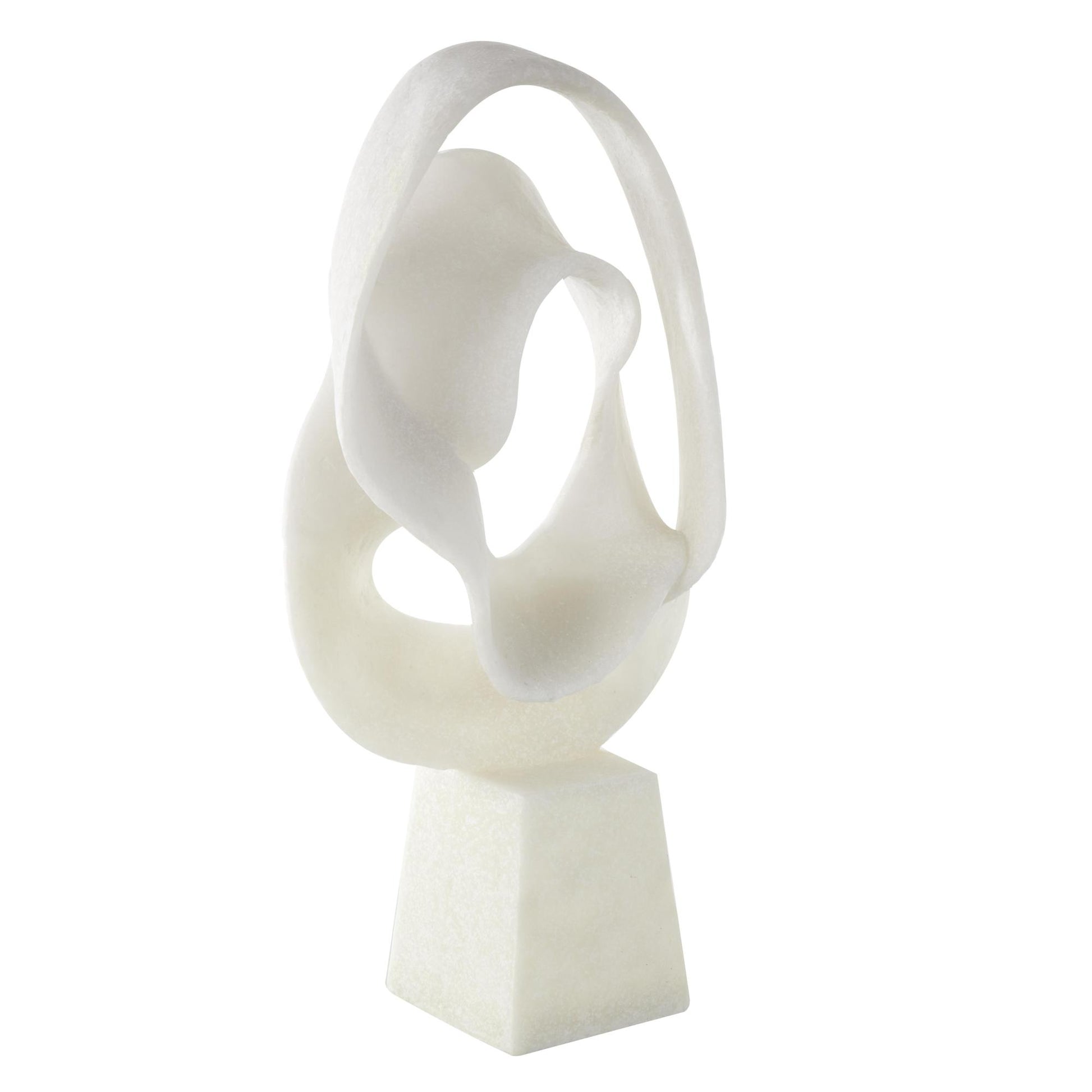Abstract White Polystone Textured Wave Decorative Sculpture with Elevated Base