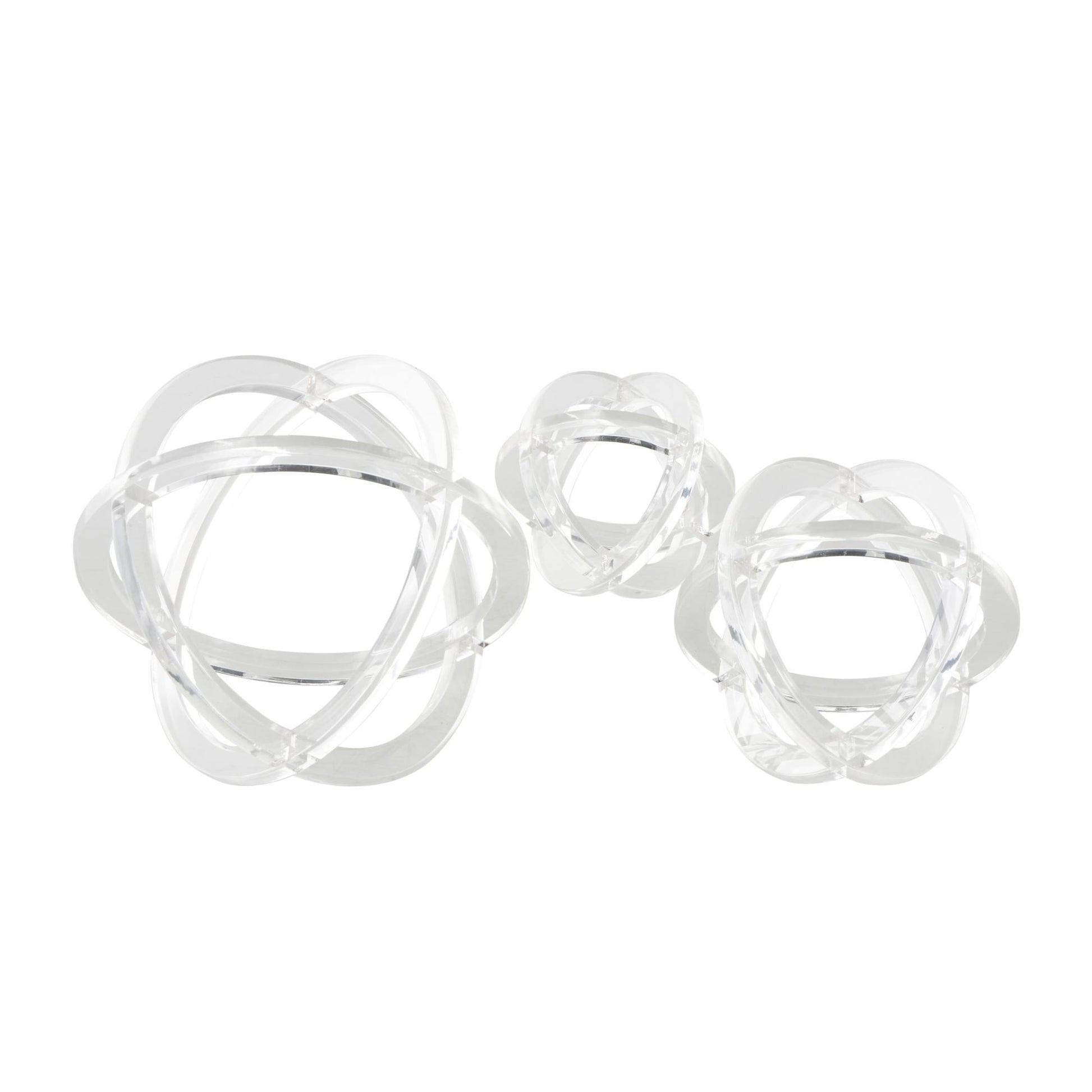 Set of 3 Geometric Clear Acrylic Plastic Delicate Decorative Sculpture