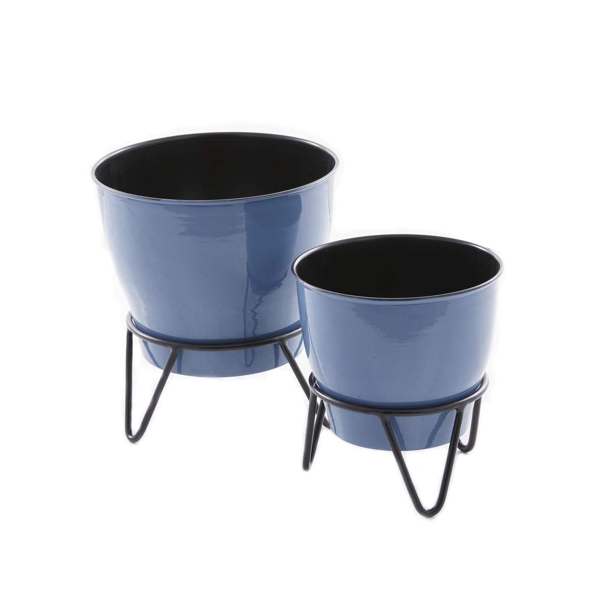 Set of 2 Metal Indoor Outdoor Planter with Removable Stand