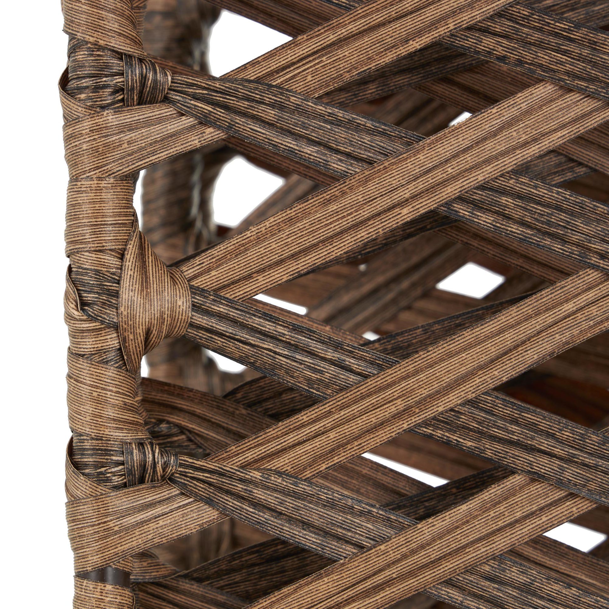 Geometric Copper Metal Handmade Foldable Woven 4 Panel Partition Room Divider Screen with Cutouts
