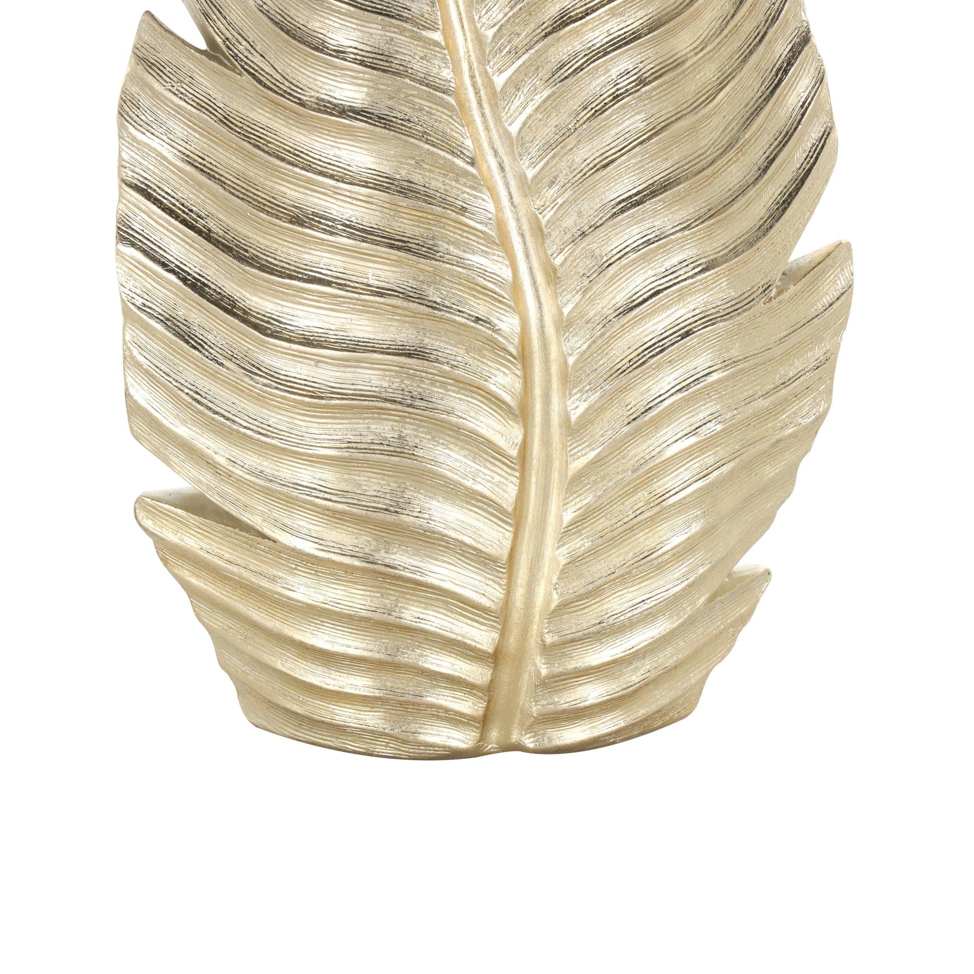Leaf Gold Polystone Curved Metallic Decorative Vase