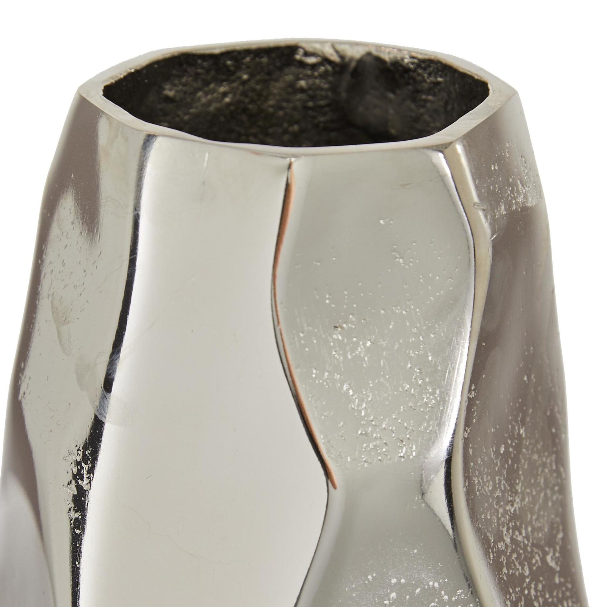 Geometric Silver Aluminum Metal Decorative Vase