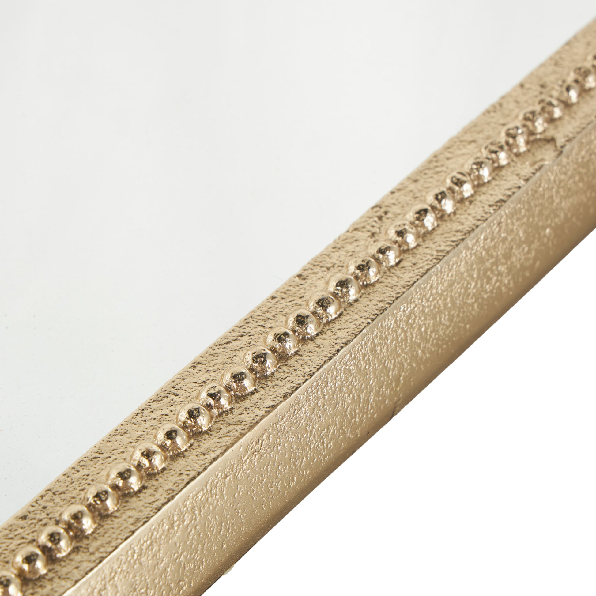 Set of 2 Leaf Gold Aluminum Metal Living Room Decor Tray with Mirrored Glass Interior and Handles