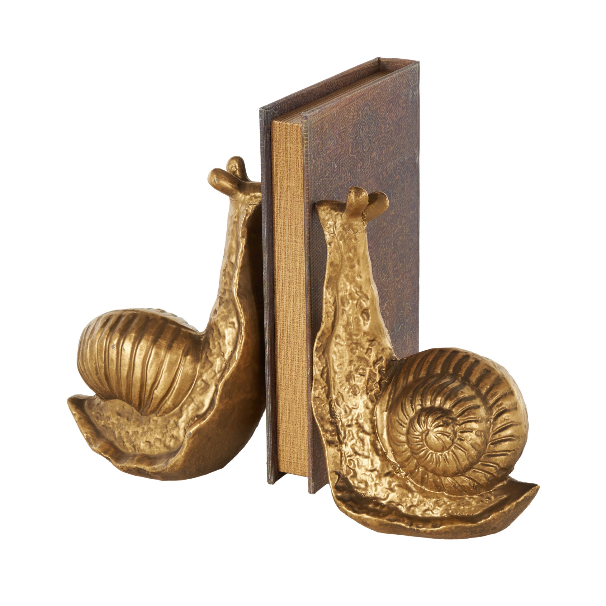 Set of 2 Snail Gold Metal Standing Decorative Bookends
