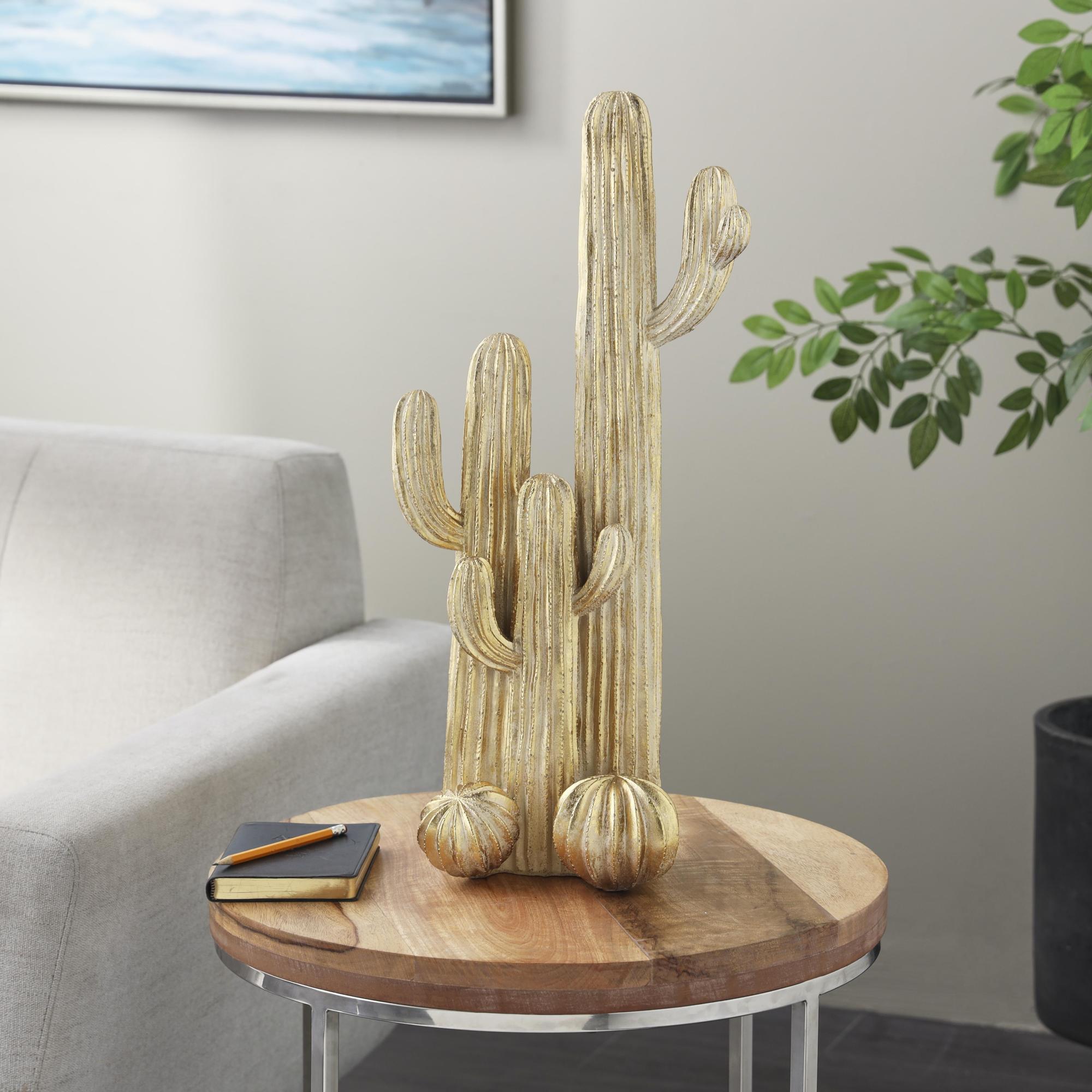Cactus Gold Resin Layered Decorative Sculpture