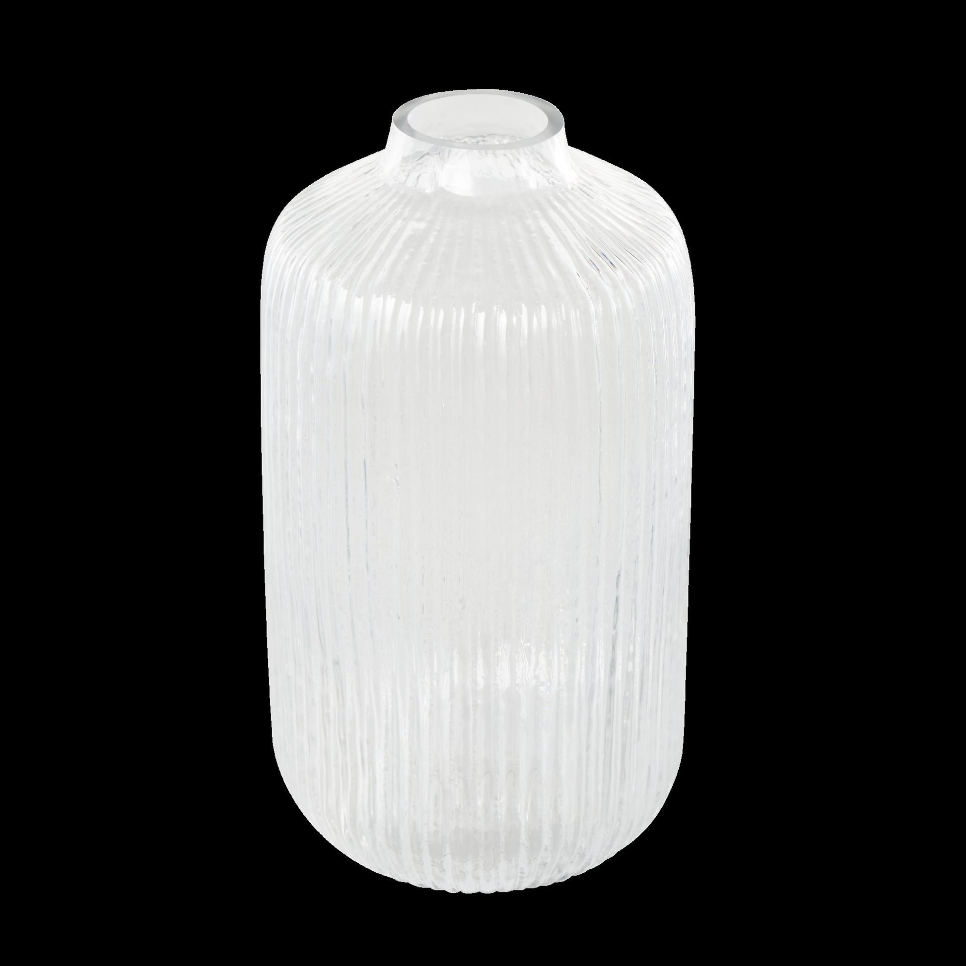 Clear Glass Ribbed Fluted Decorative Vase