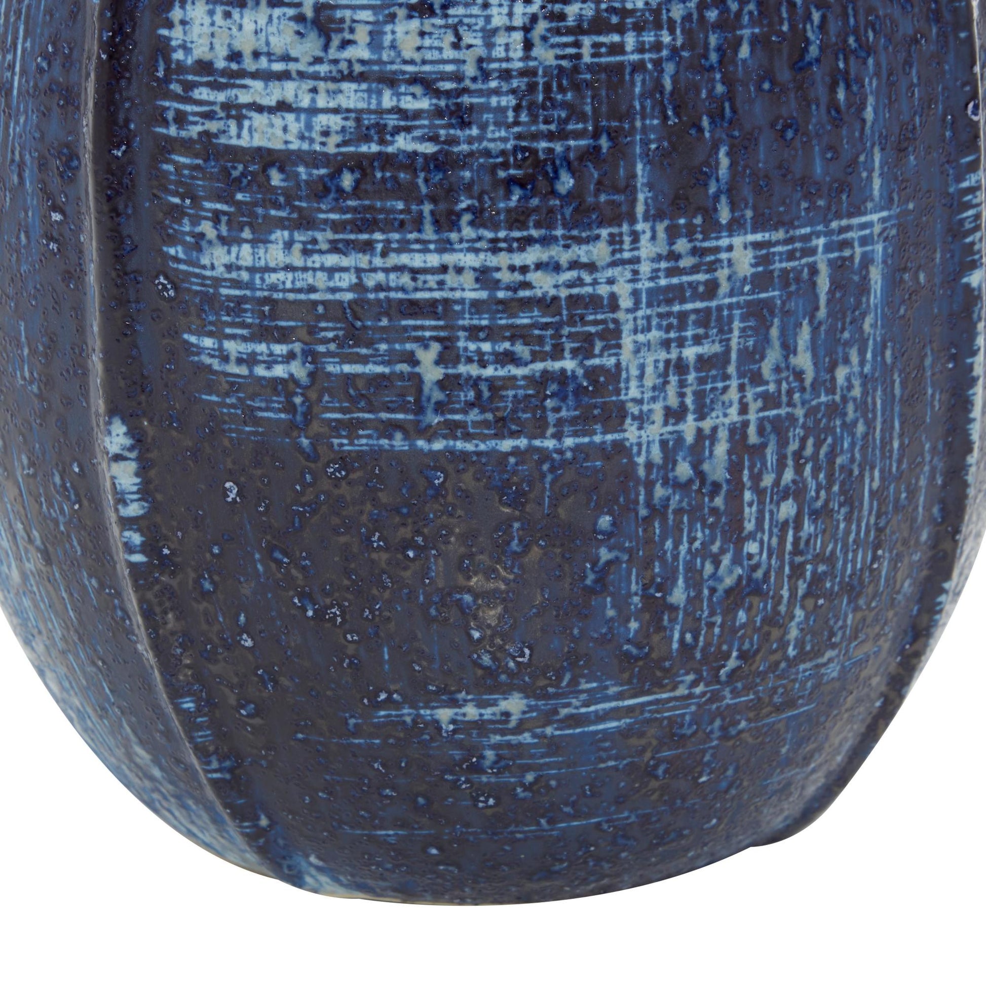 Blue Ceramic Decorative Vase with Handles