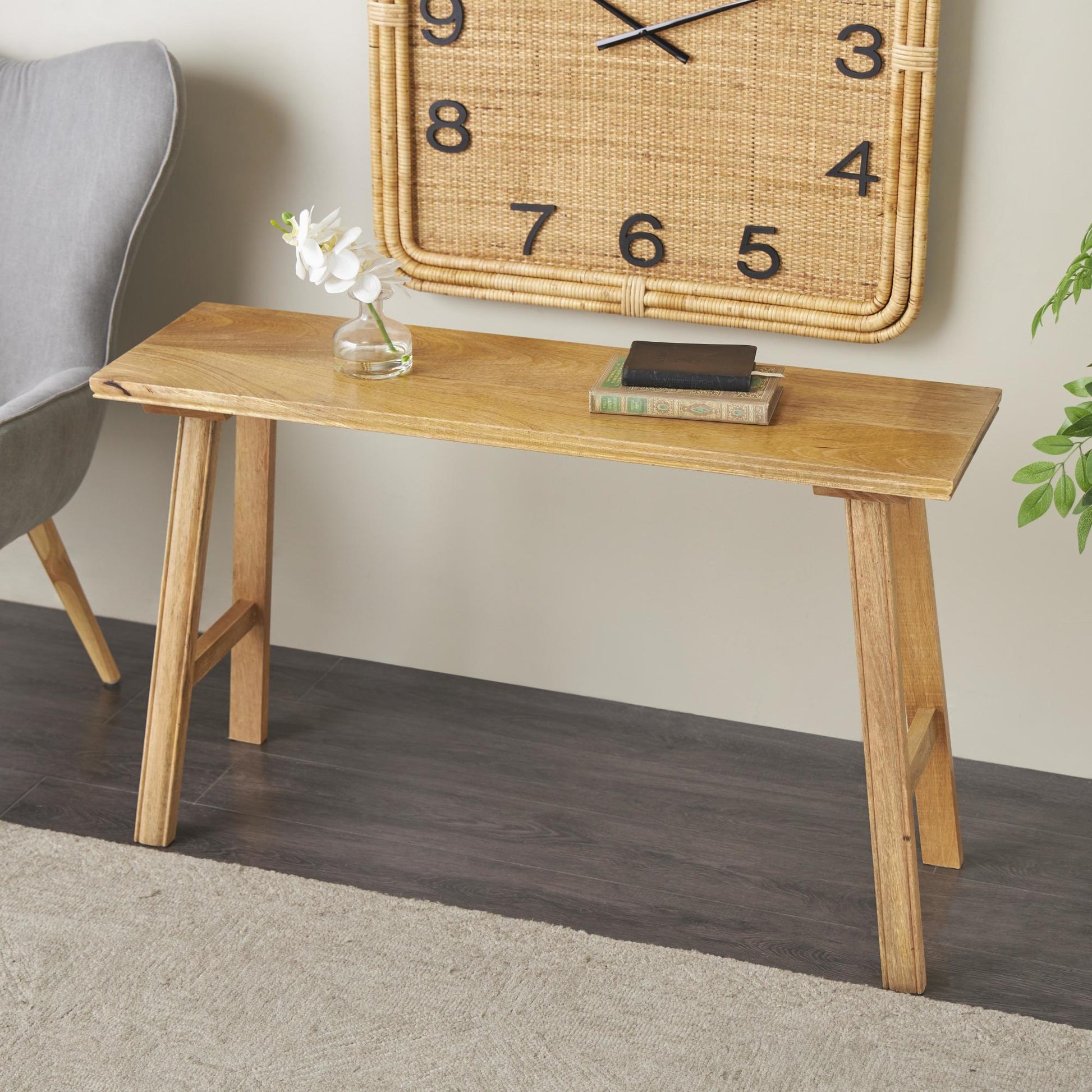 Brown Mango Wood Handmade Traditional Home Bench