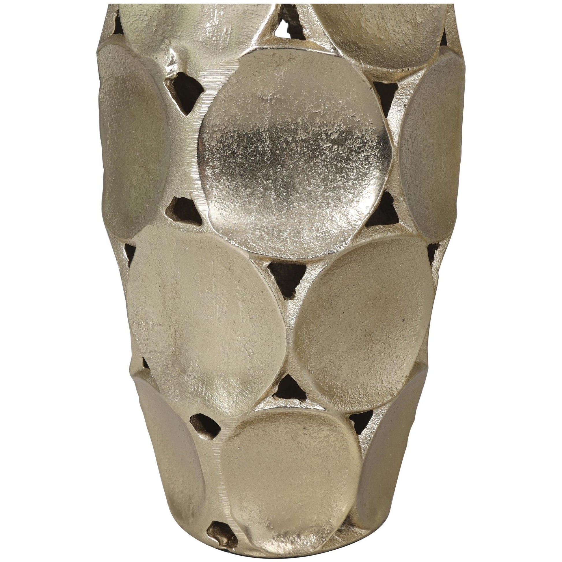 Set of 2 Geometric Aluminum Metal Open Framed Decorative Vase with Circular Plates