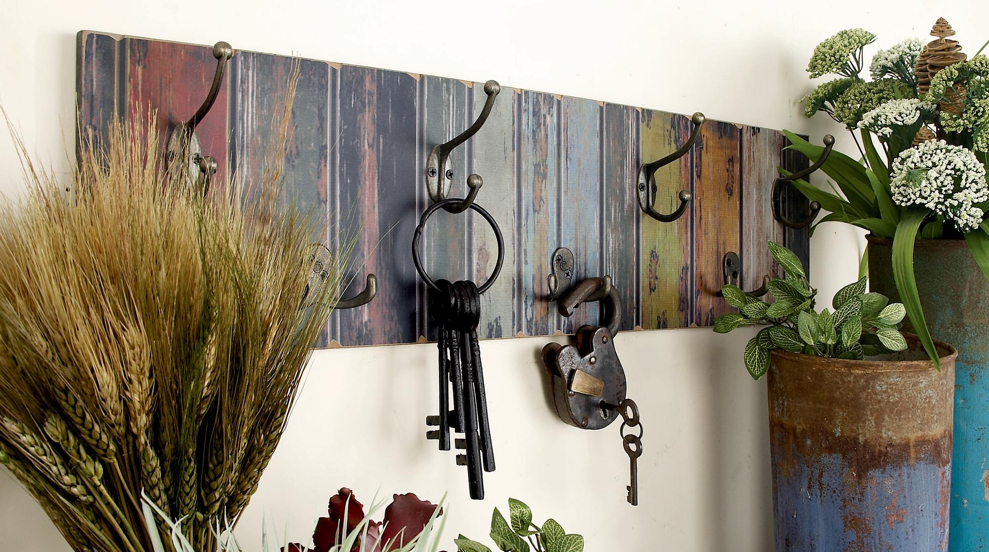 Multi Colored Wooden 14 Hangers Home Wall Hook