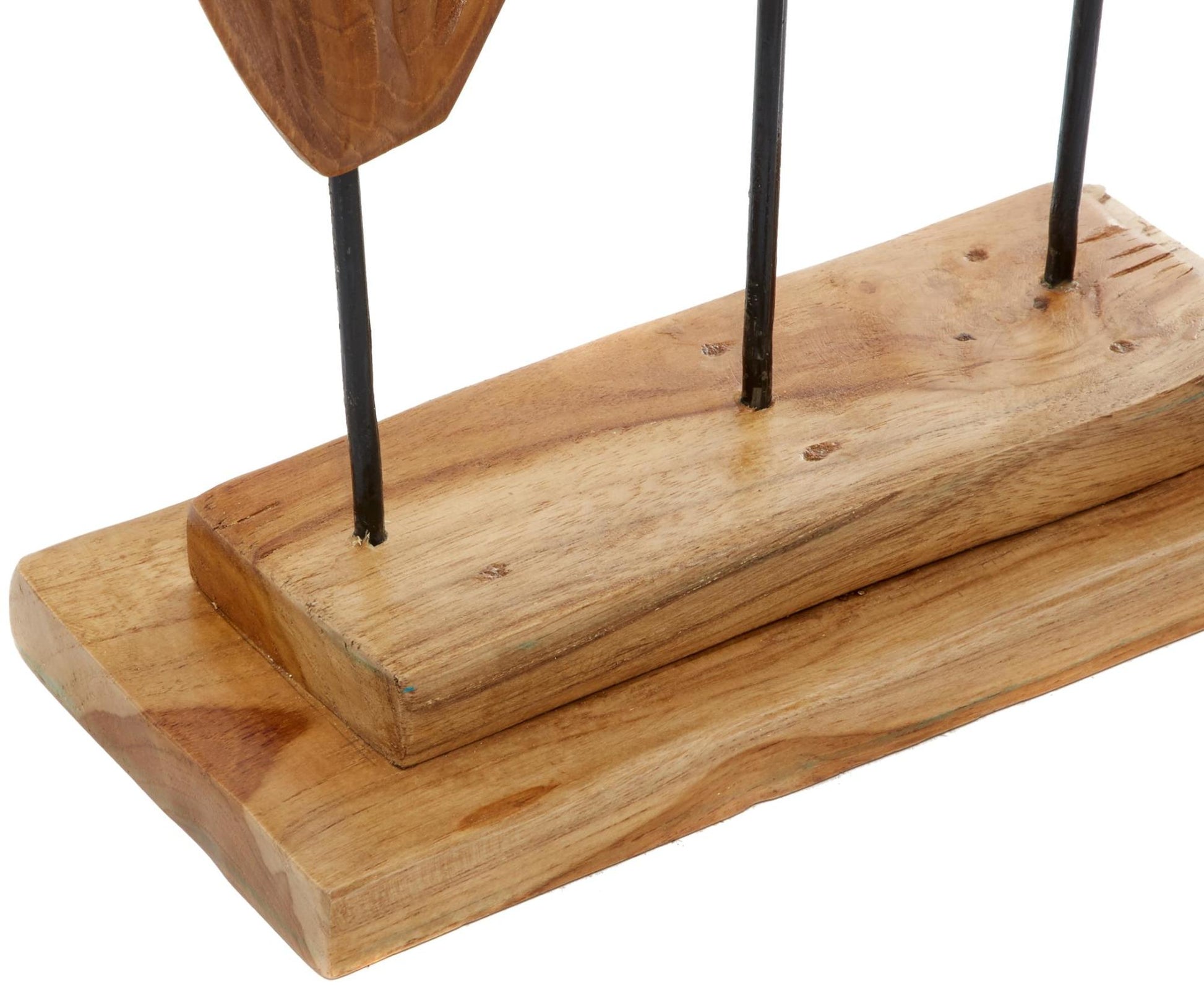 Leaf Brown Teak Wood Handmade Decorative Sculpture