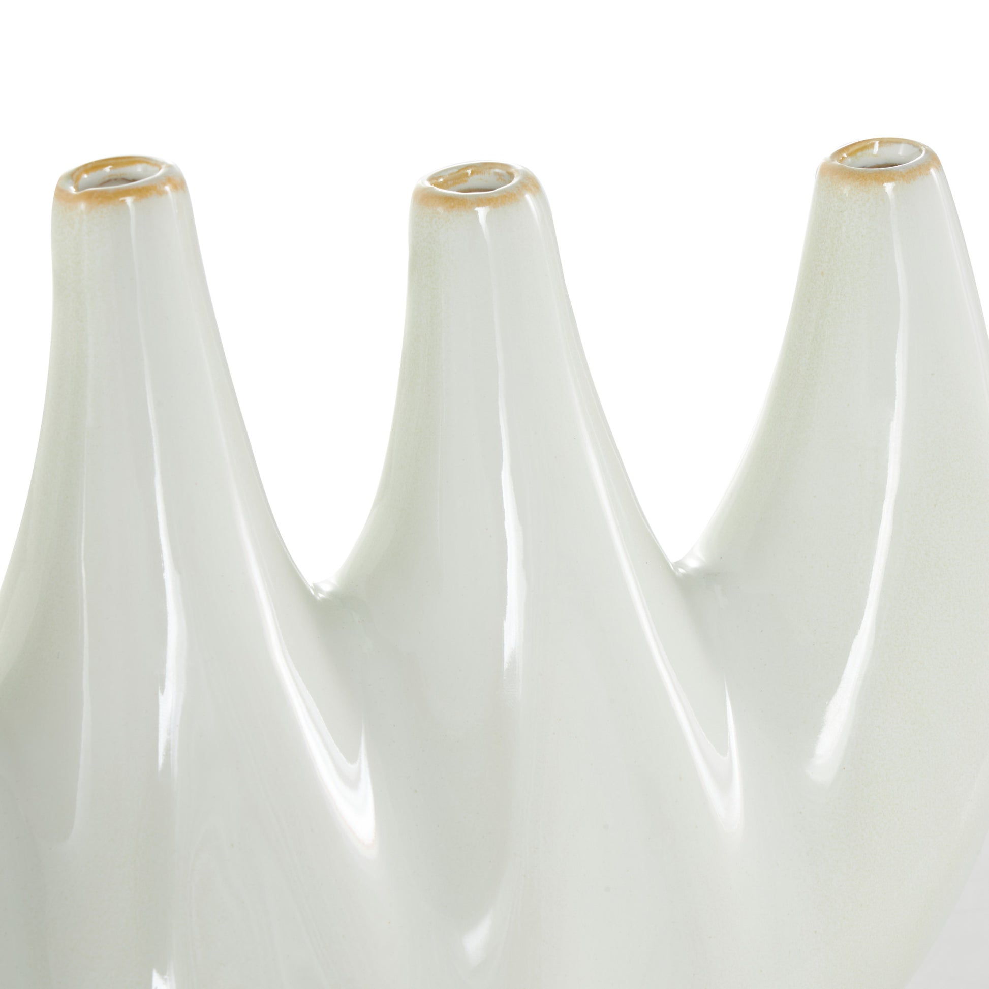 Abstract White Ceramic Decorative Vase with Multiple Openings