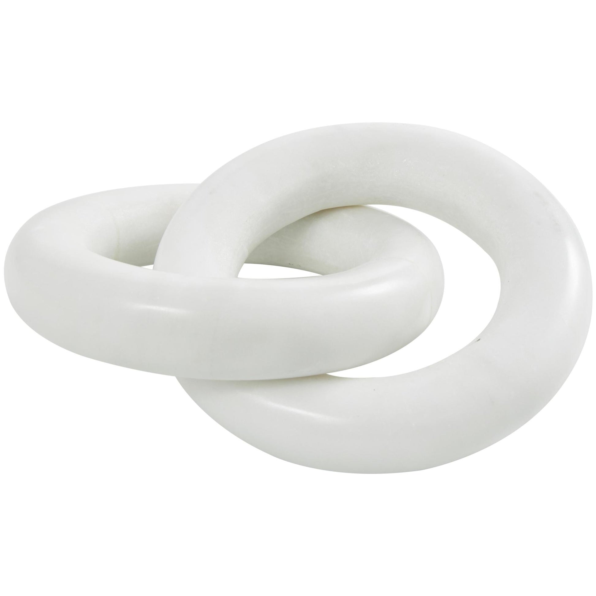 CosmoLiving by Cosmopolitan Chain White Marble Handmade Geometric 2 Link Decorative Sculpture