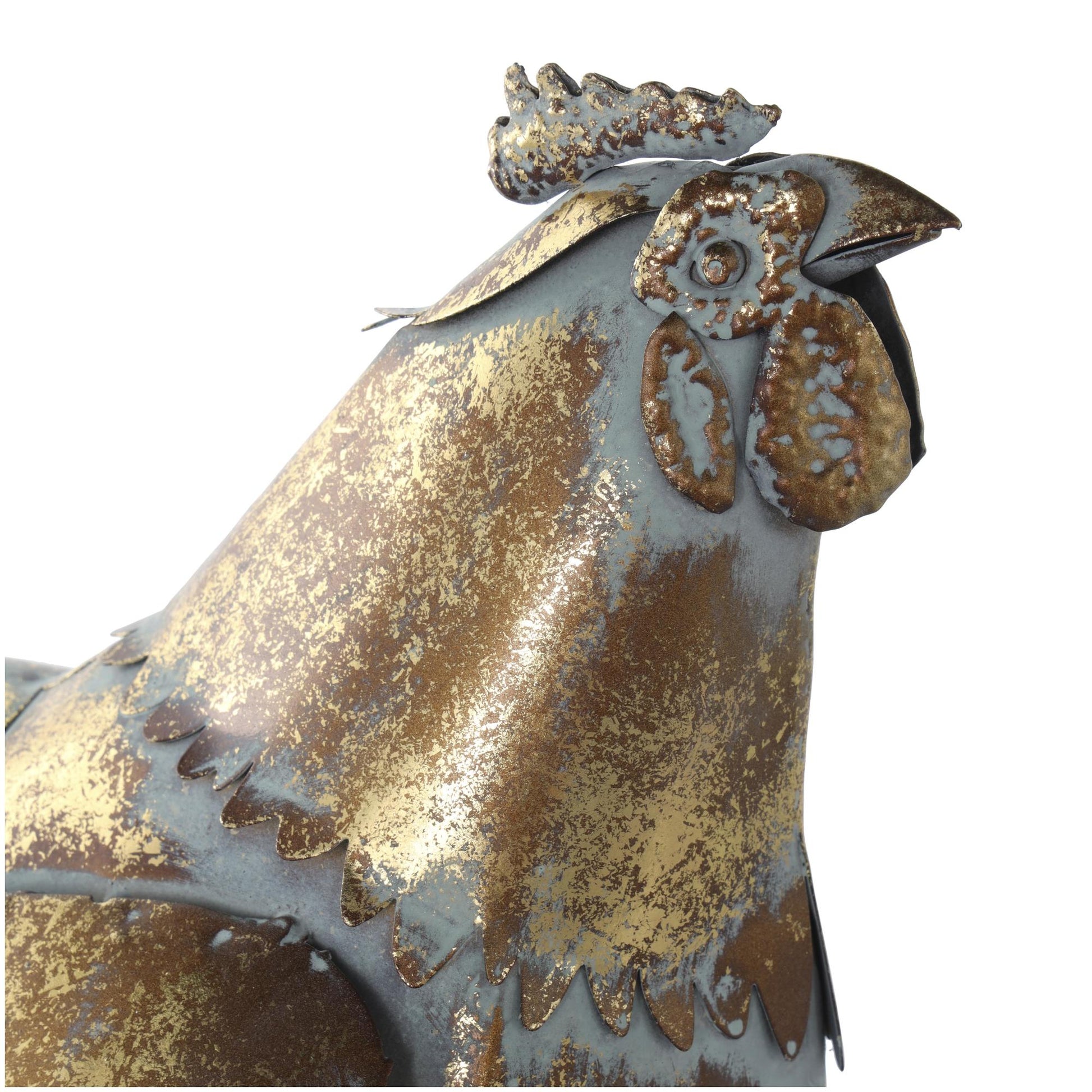 Chicken Bronze Metal Patina Decorative Garden Sculpture