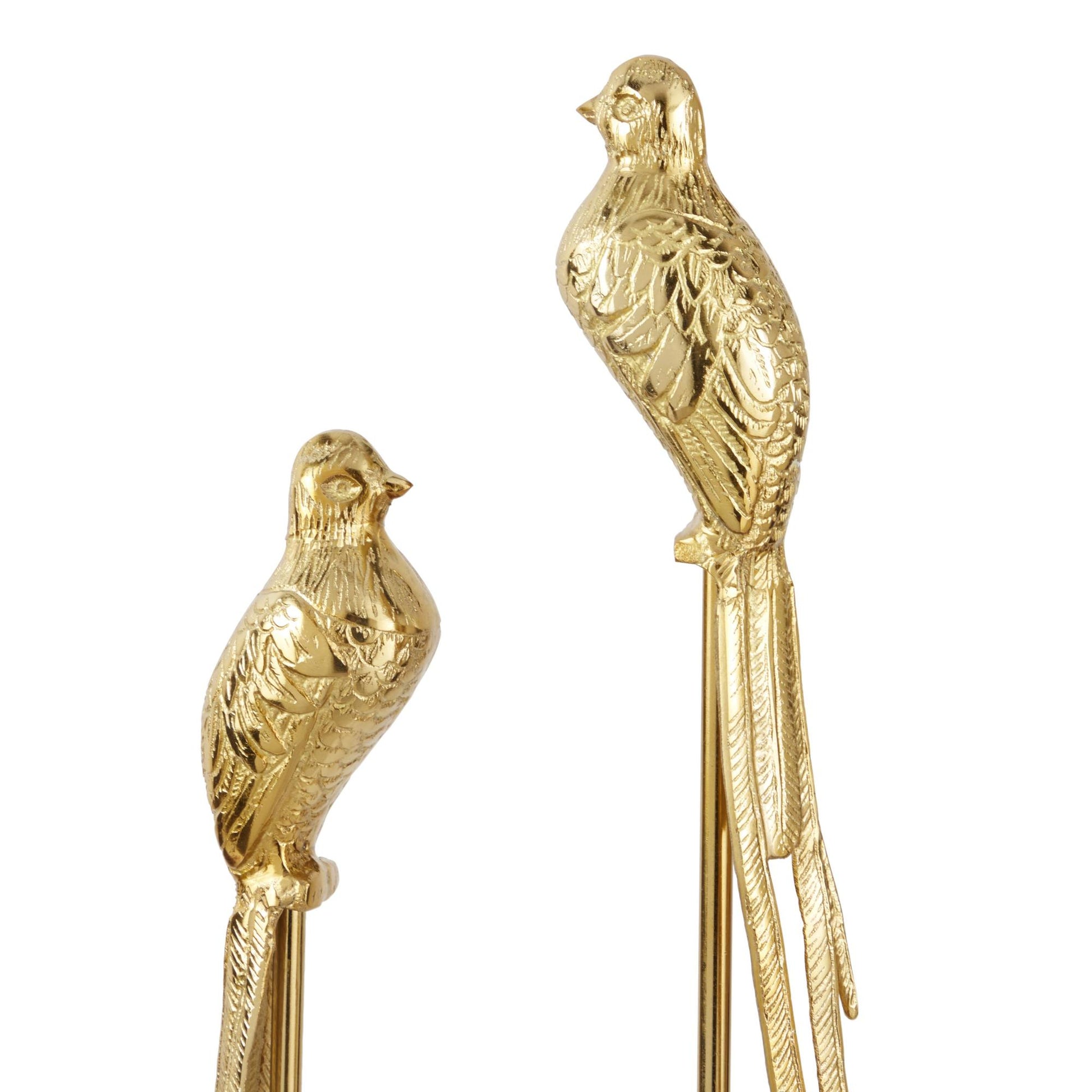 Set of 2 Bird Gold Aluminum Metal Decorative Sculpture