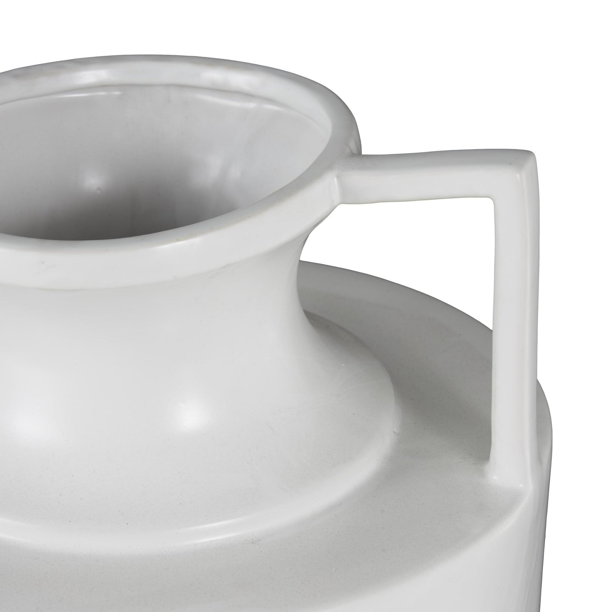 Ceramic Fluted Urn Shaped Decorative Vase with Handles