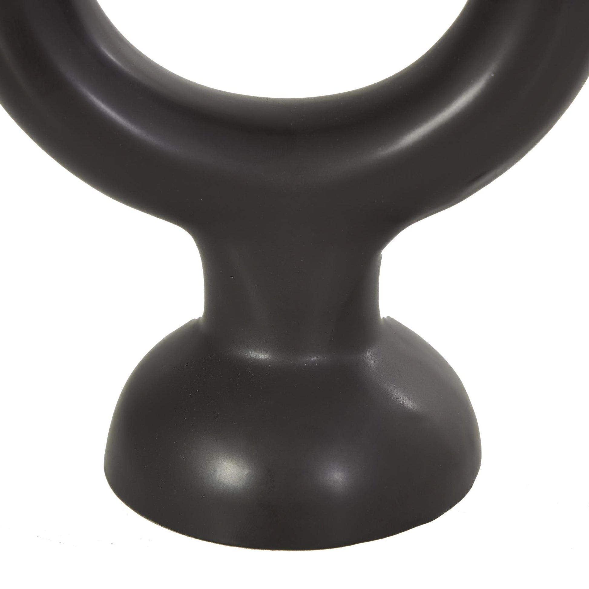 CosmoLiving by Cosmopolitan Set of 2 Geometric Black Ceramic Ring Decorative Candle Holder