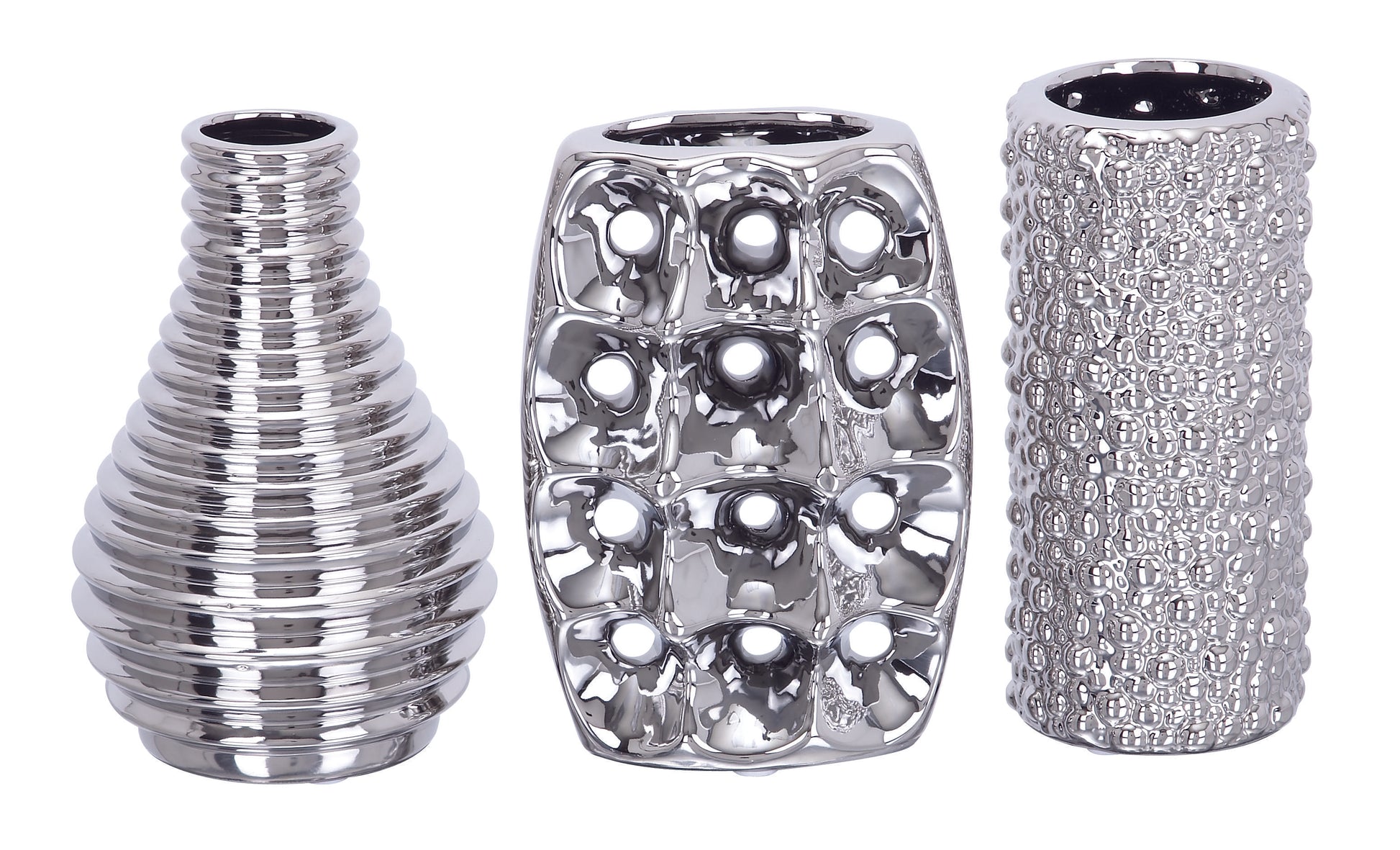 Set of 3 Ceramic Decorative Vase with Varying Patterns