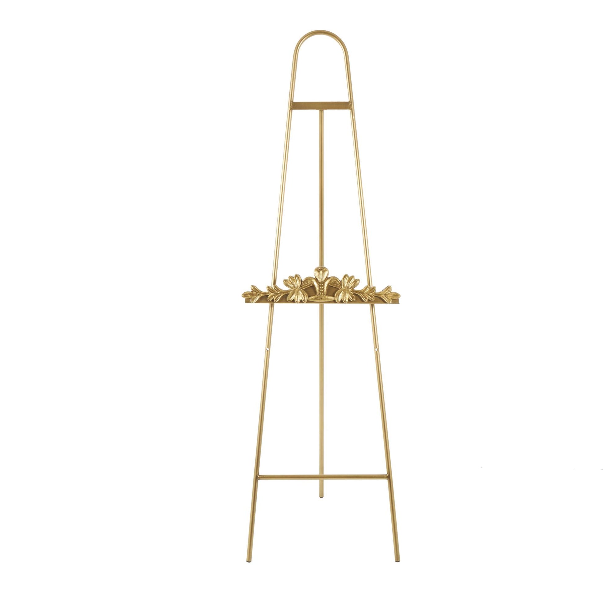 Gold Metal Arched Foldable Display Easel with Vine Emblem